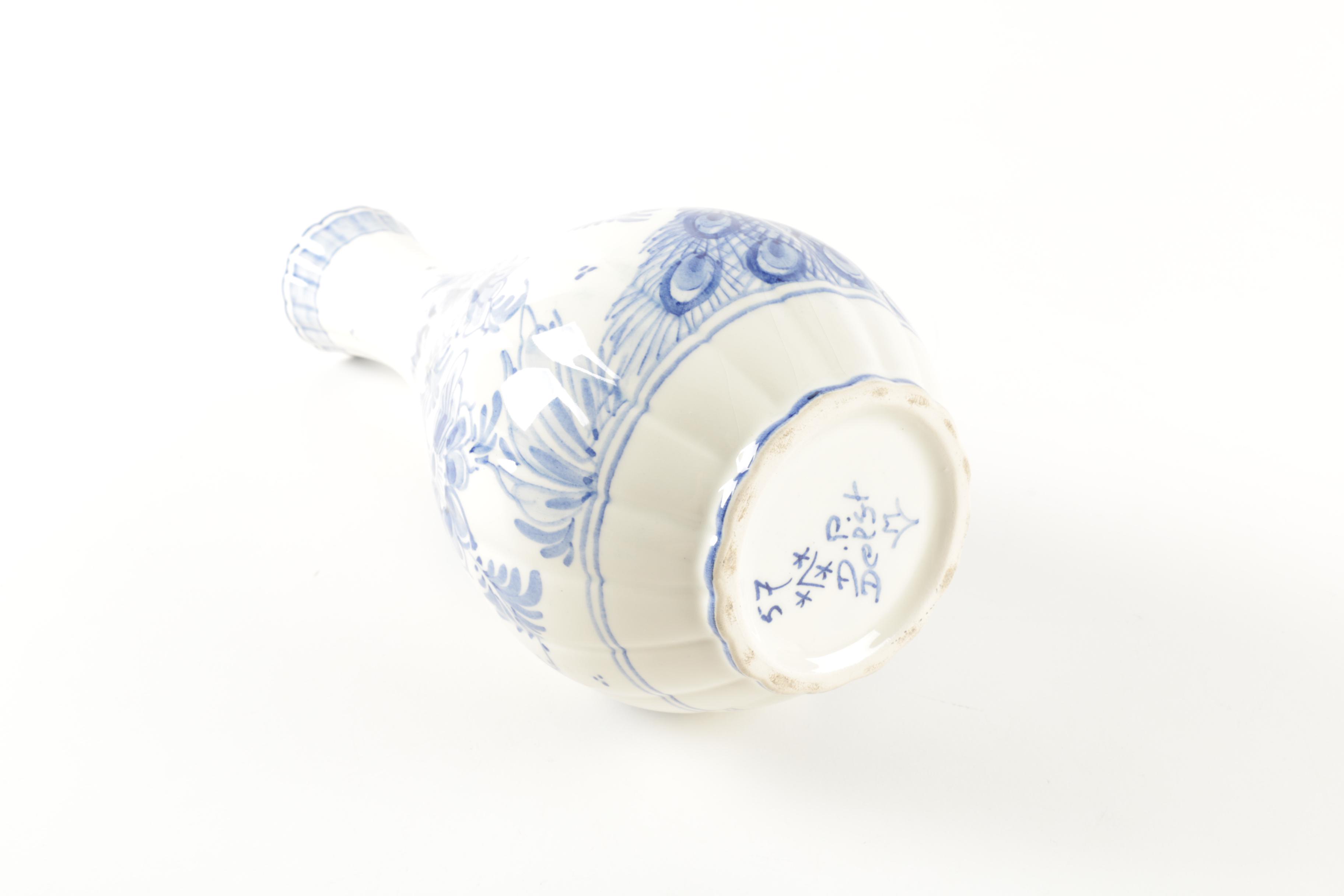 Blue and White D.P. Delfts Delft Porcelain Vase