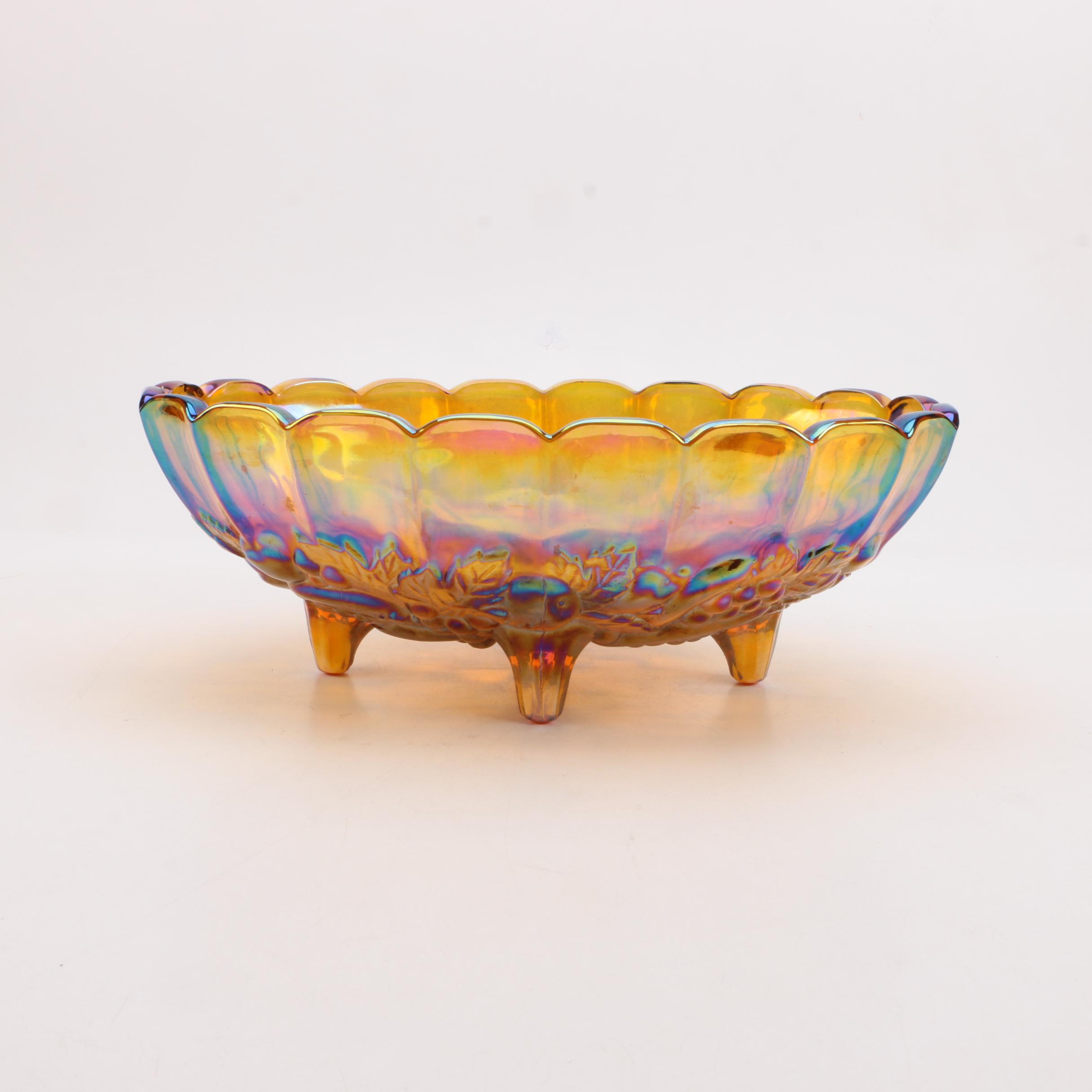 Carnival Glass Footed Bowl