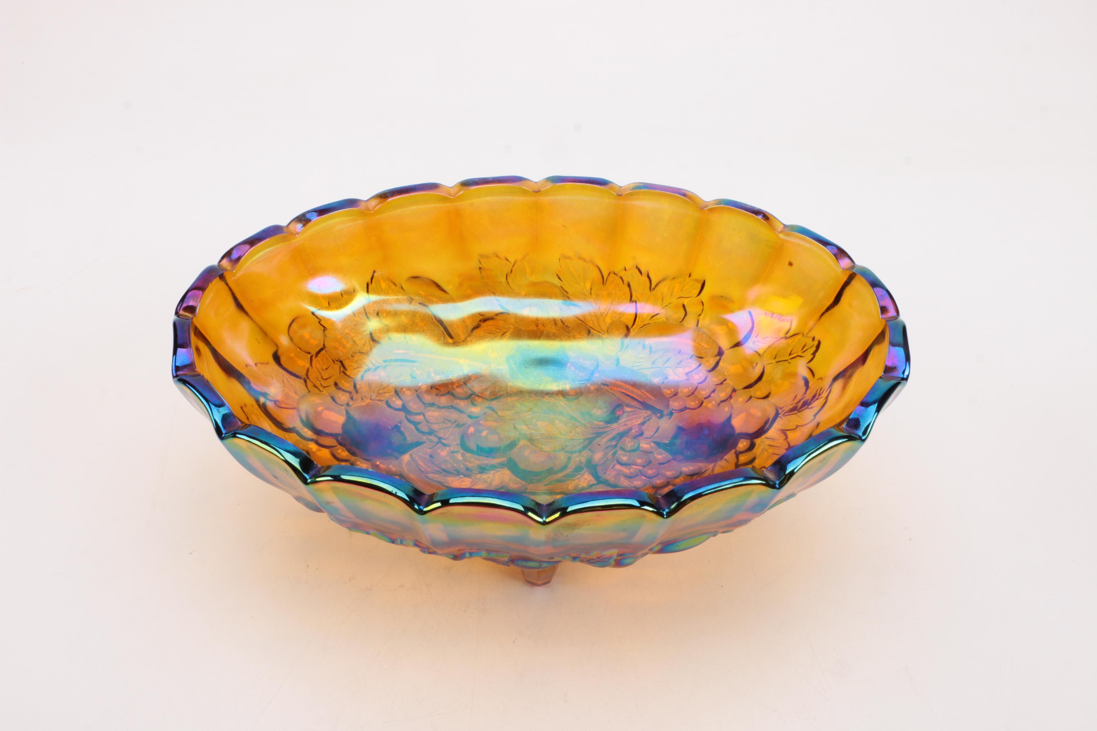 Carnival Glass Footed Bowl