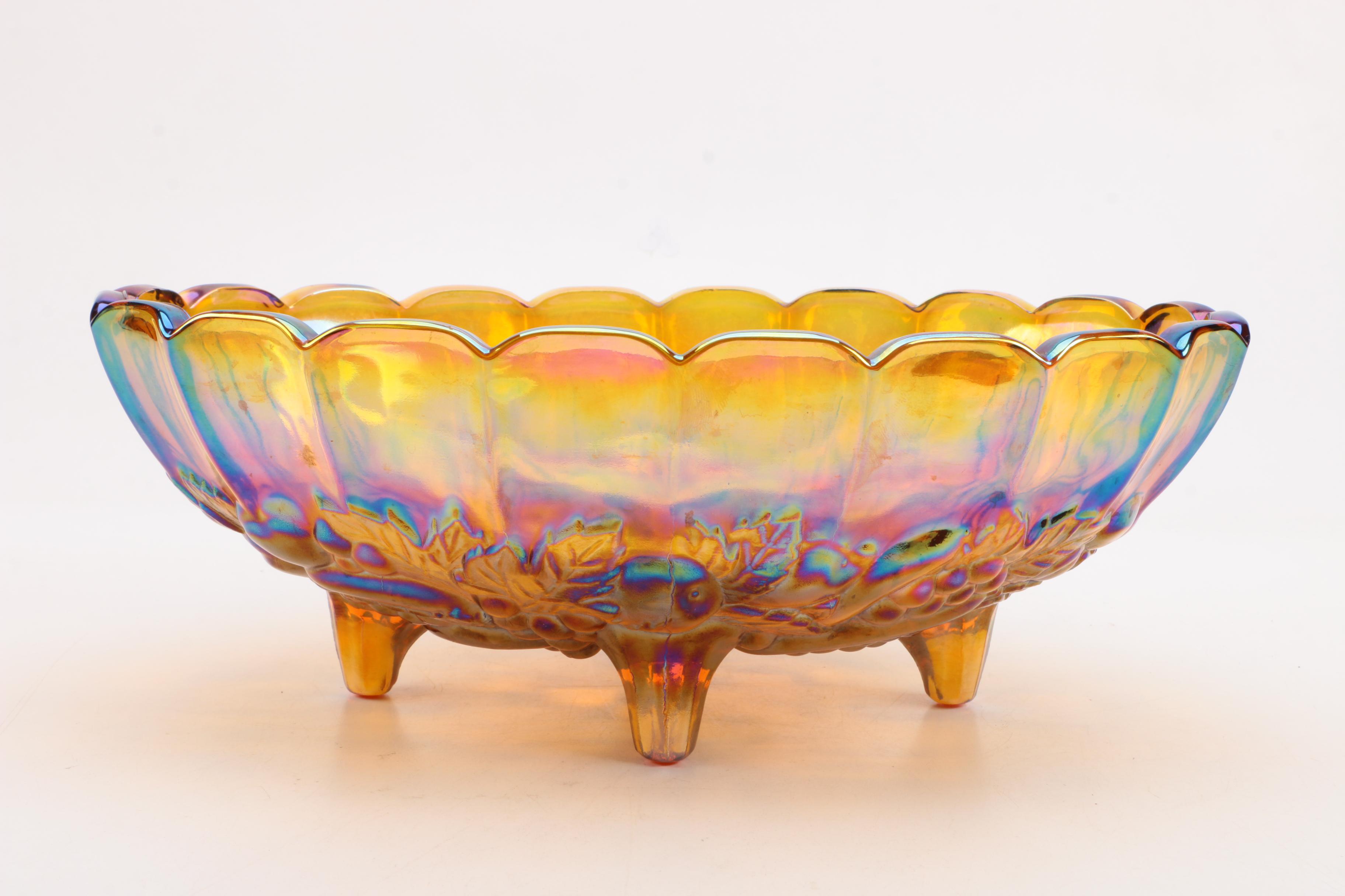 Carnival Glass Footed Bowl