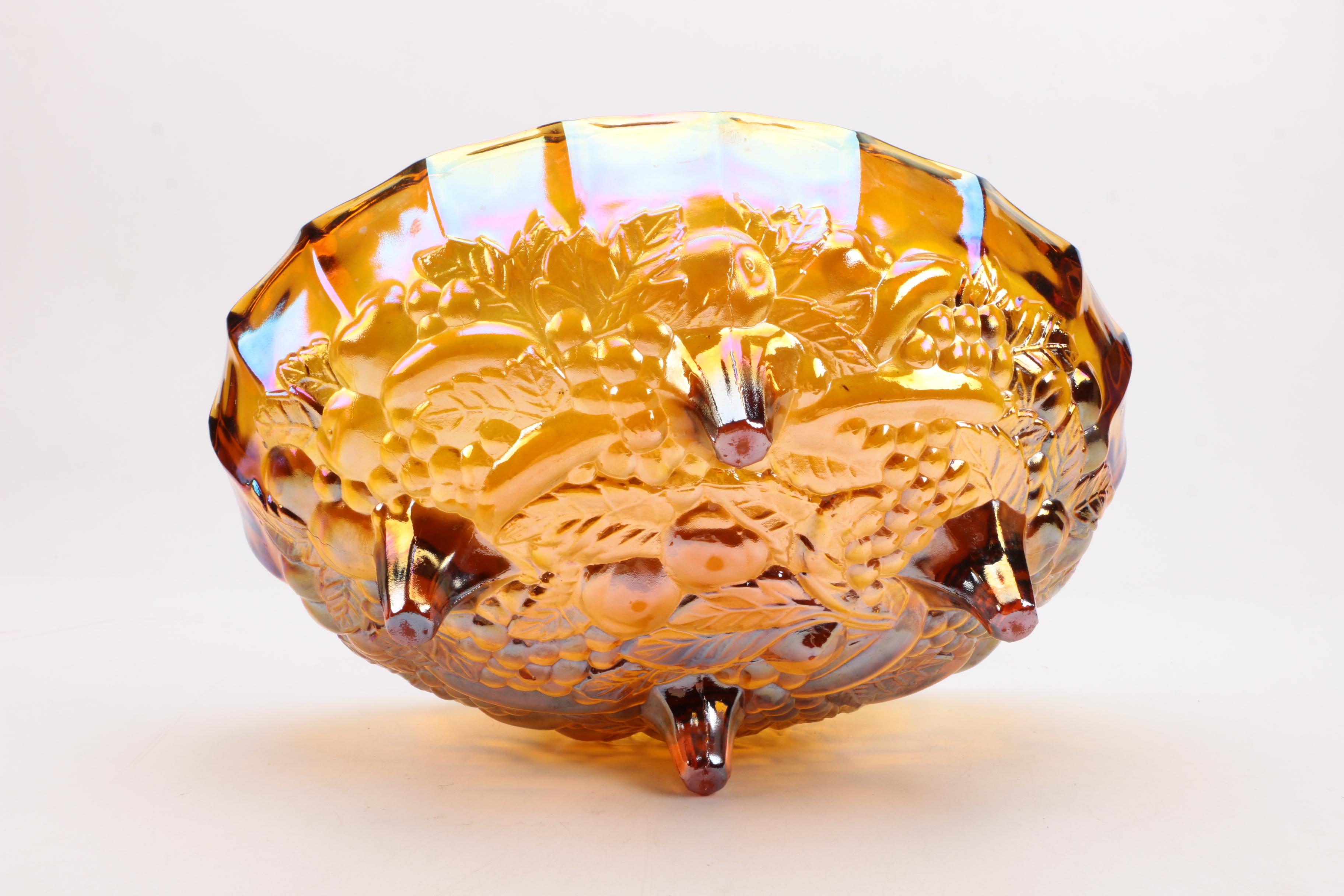 Carnival Glass Footed Bowl