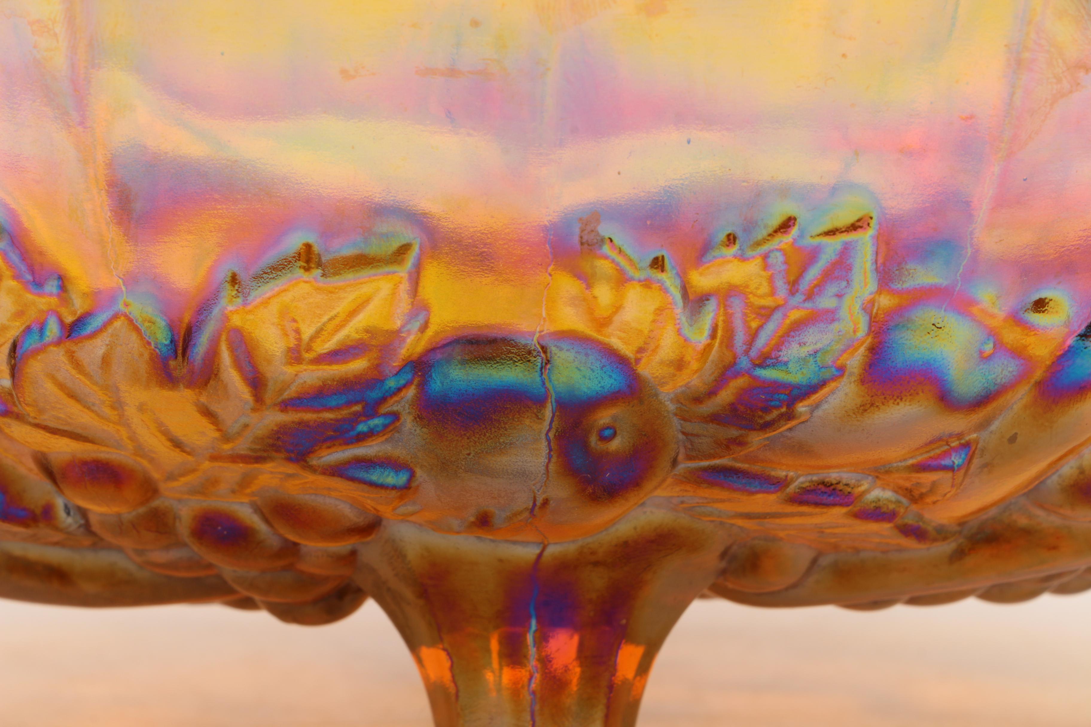 Carnival Glass Footed Bowl