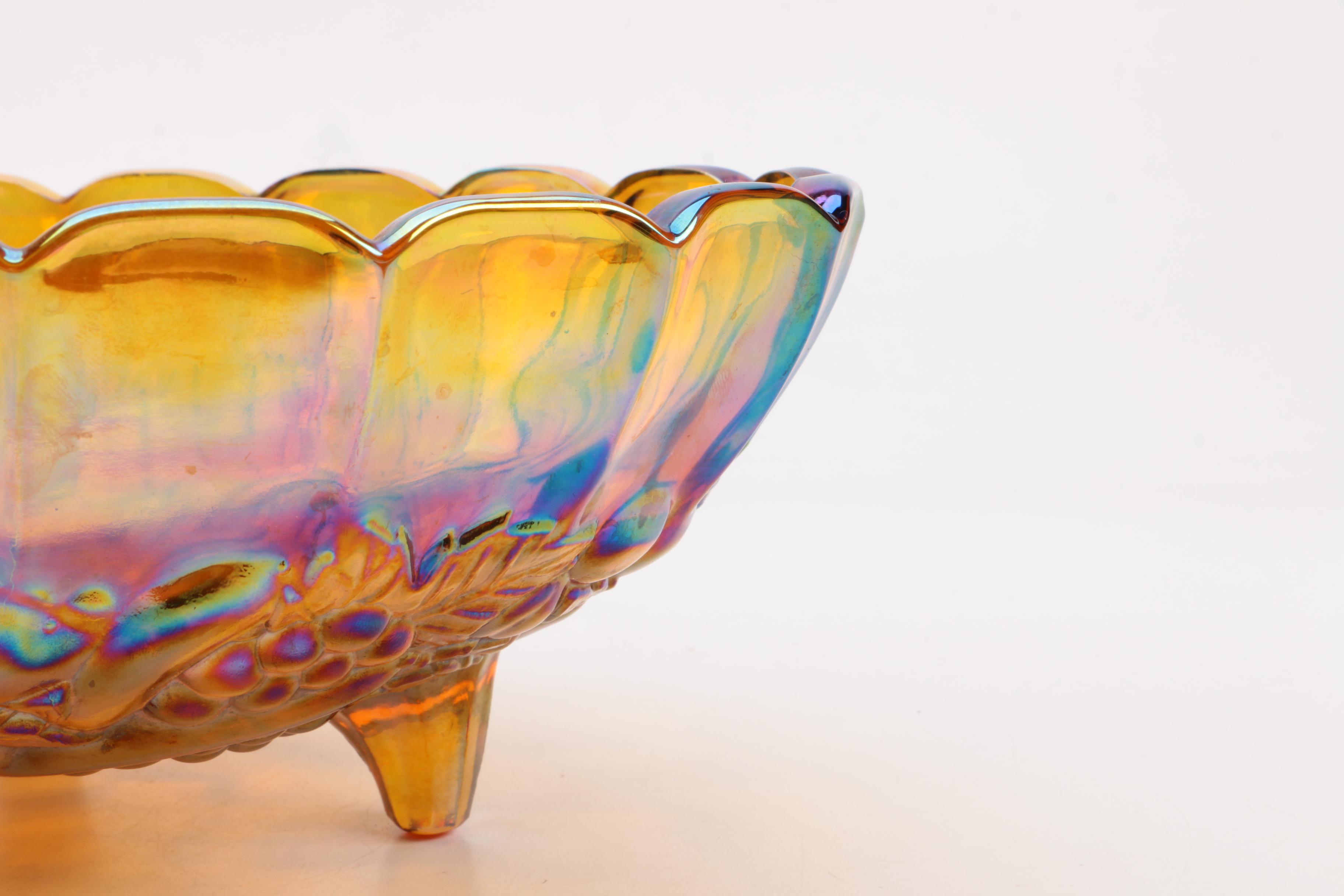 Carnival Glass Footed Bowl