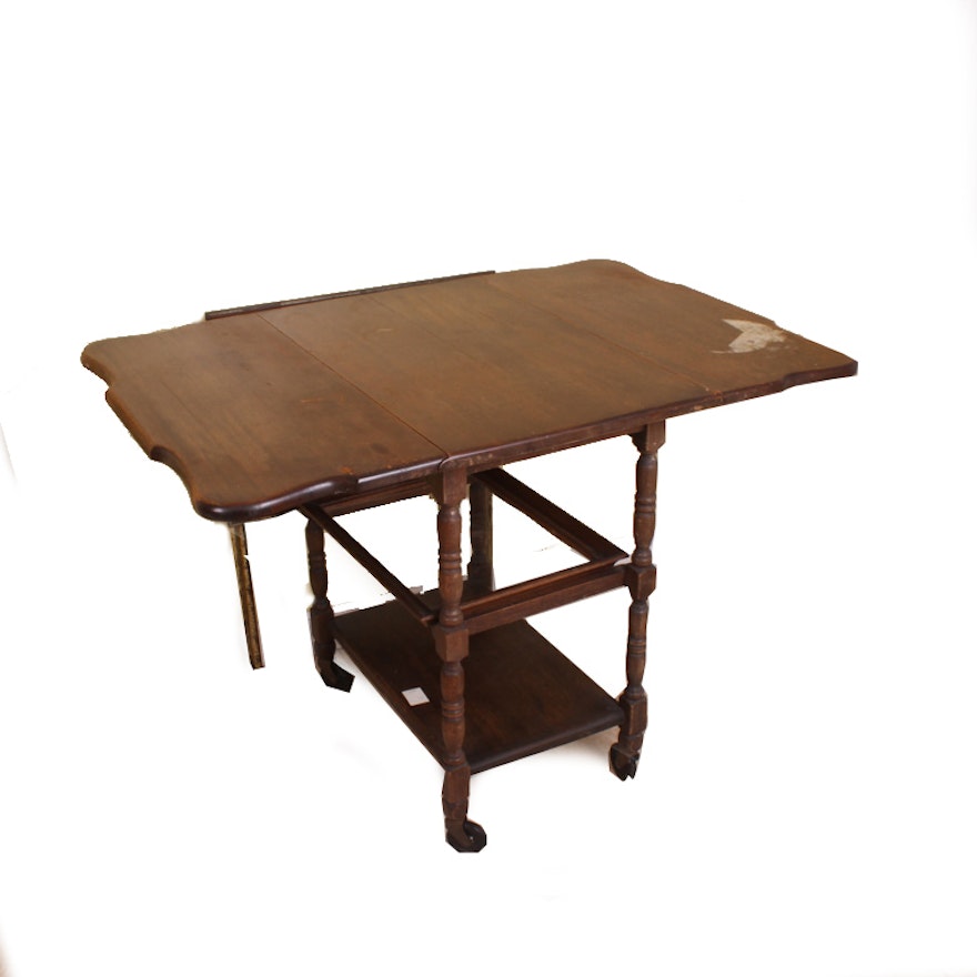 Vintage Drop Leaf Rolling Cart Table