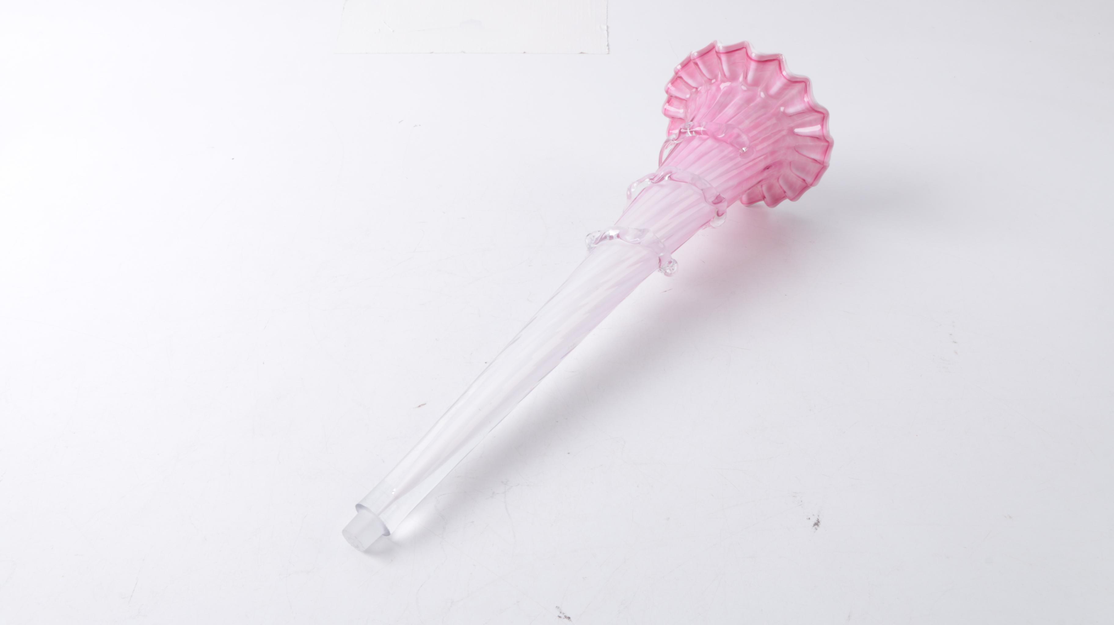 Hand Crafted Pink and White Glass Epergne