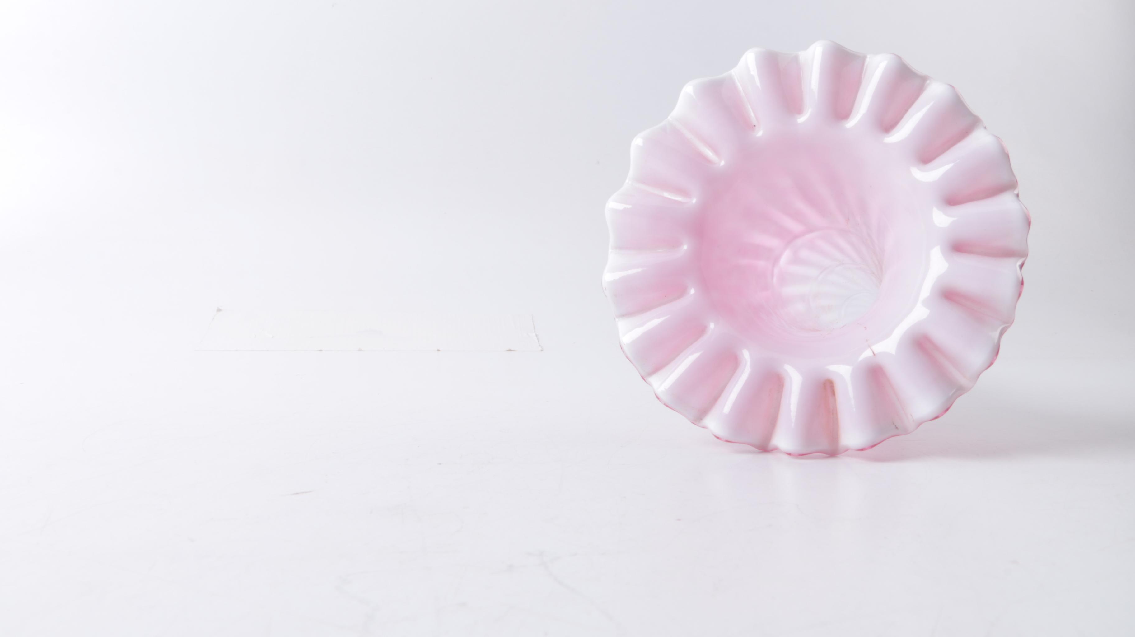 Hand Crafted Pink and White Glass Epergne