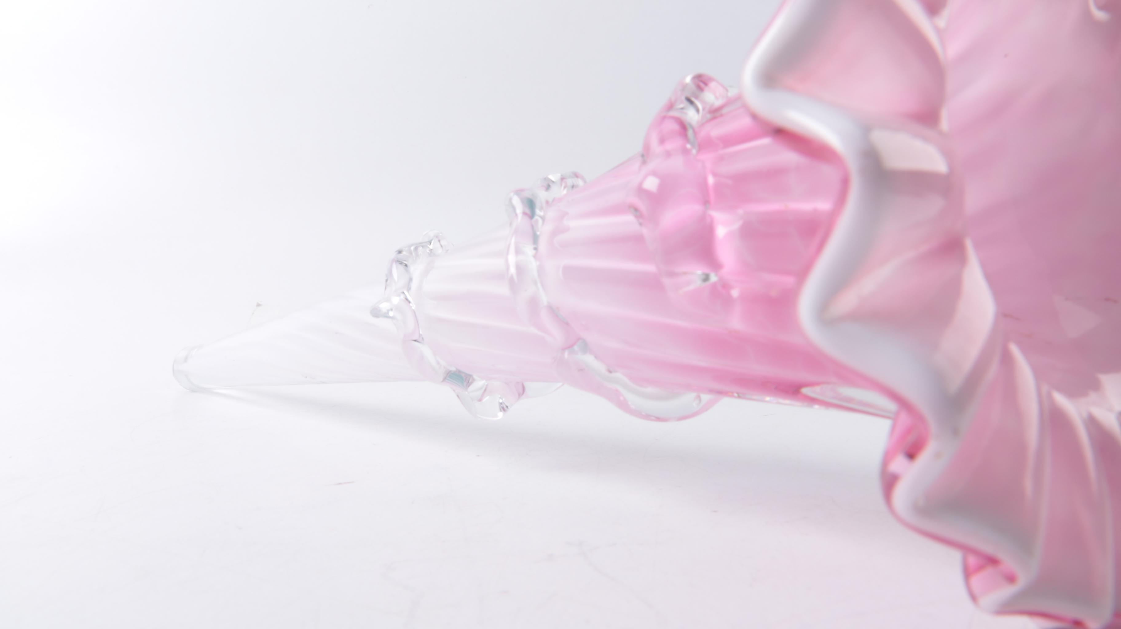 Hand Crafted Pink and White Glass Epergne