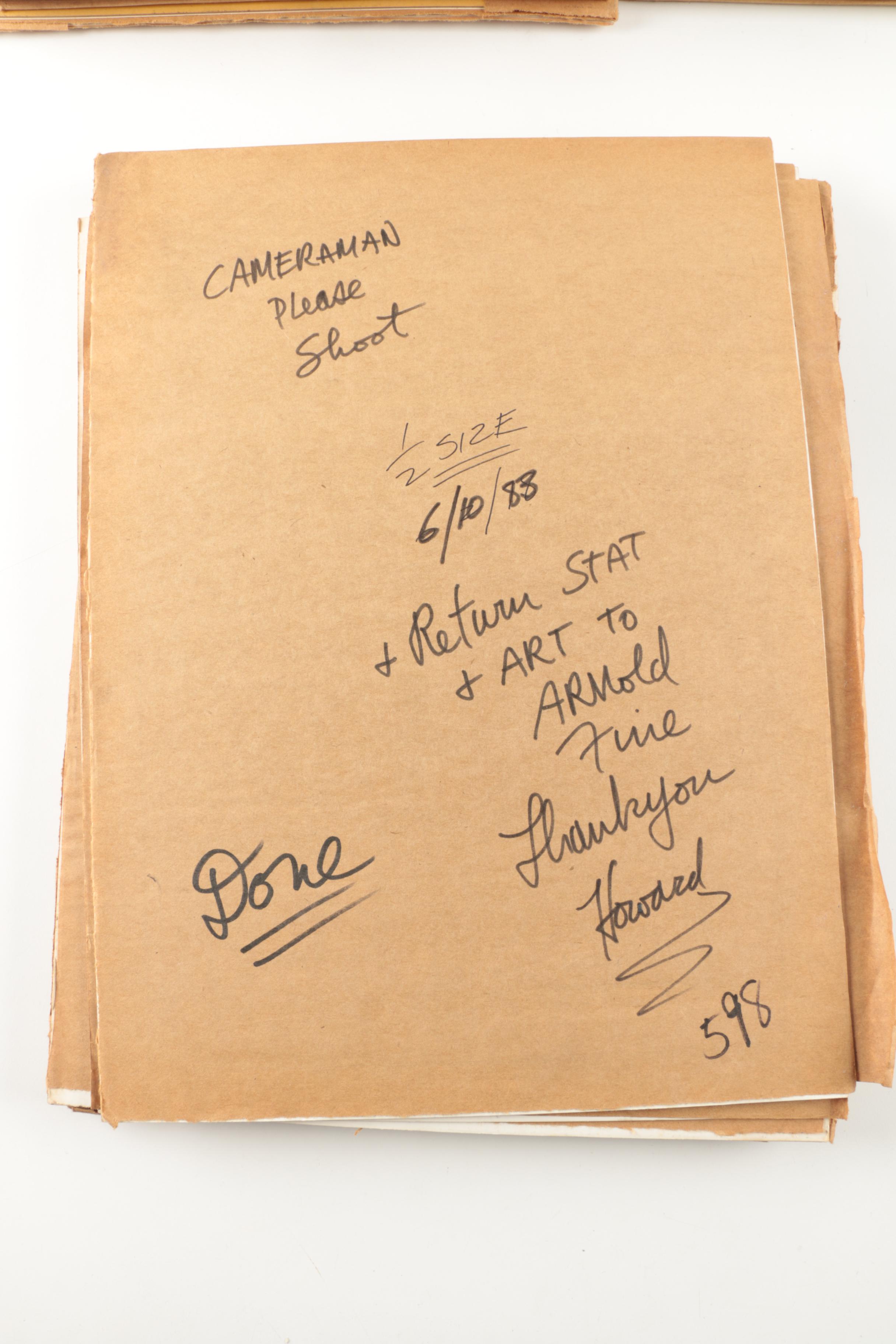 Collection of "Spielman and Fine" Crossword Puzzle and Illustrations