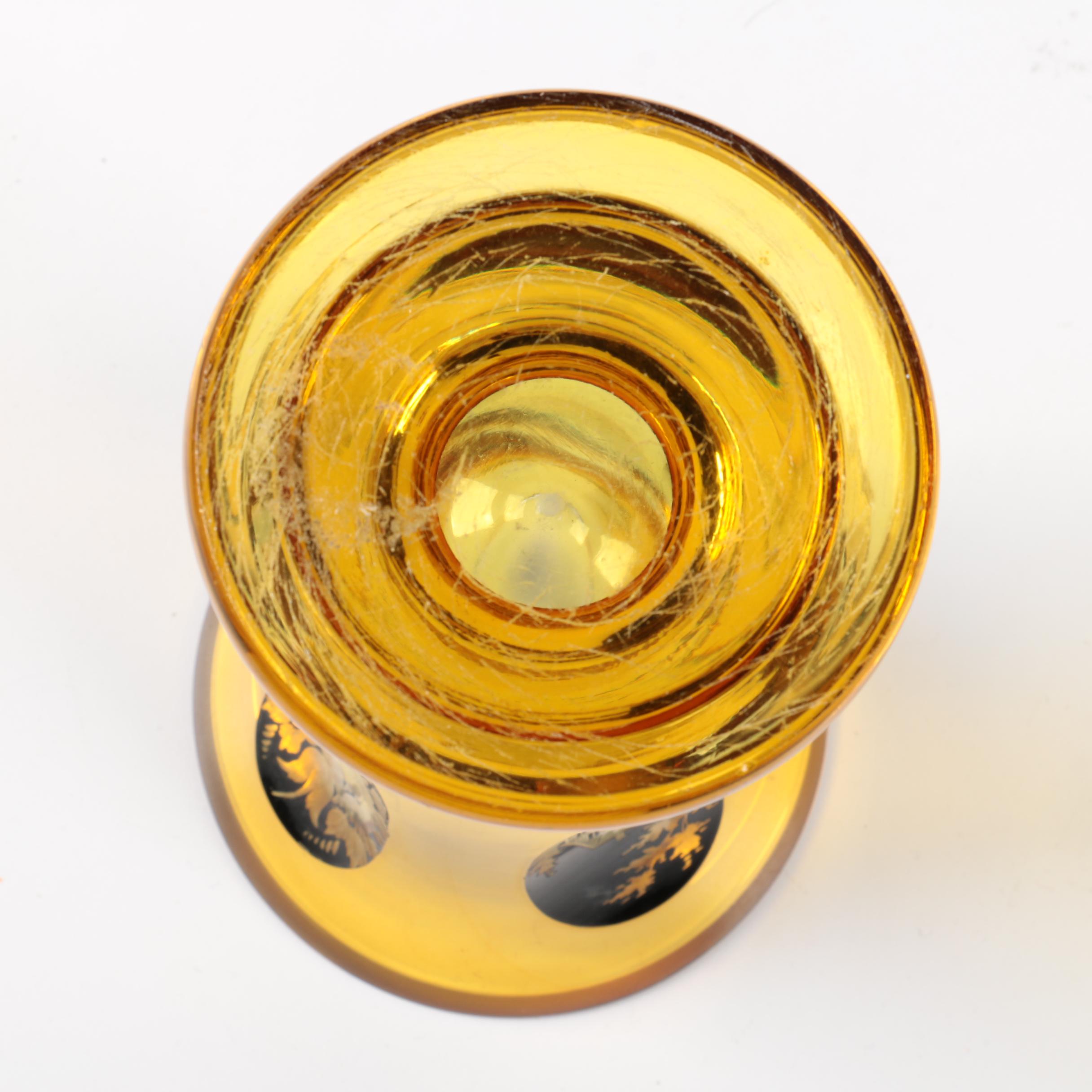 Vintage Czech Glass Vase with Etched Designs