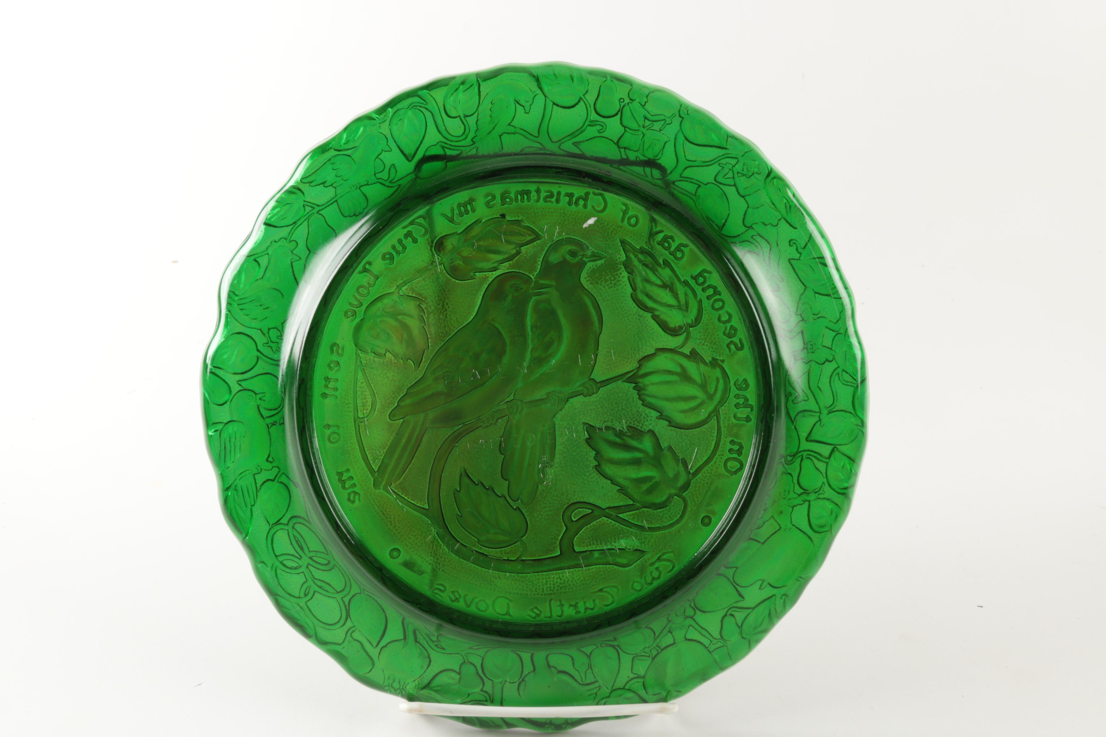 Set of Collectible Glass Christmas Plates