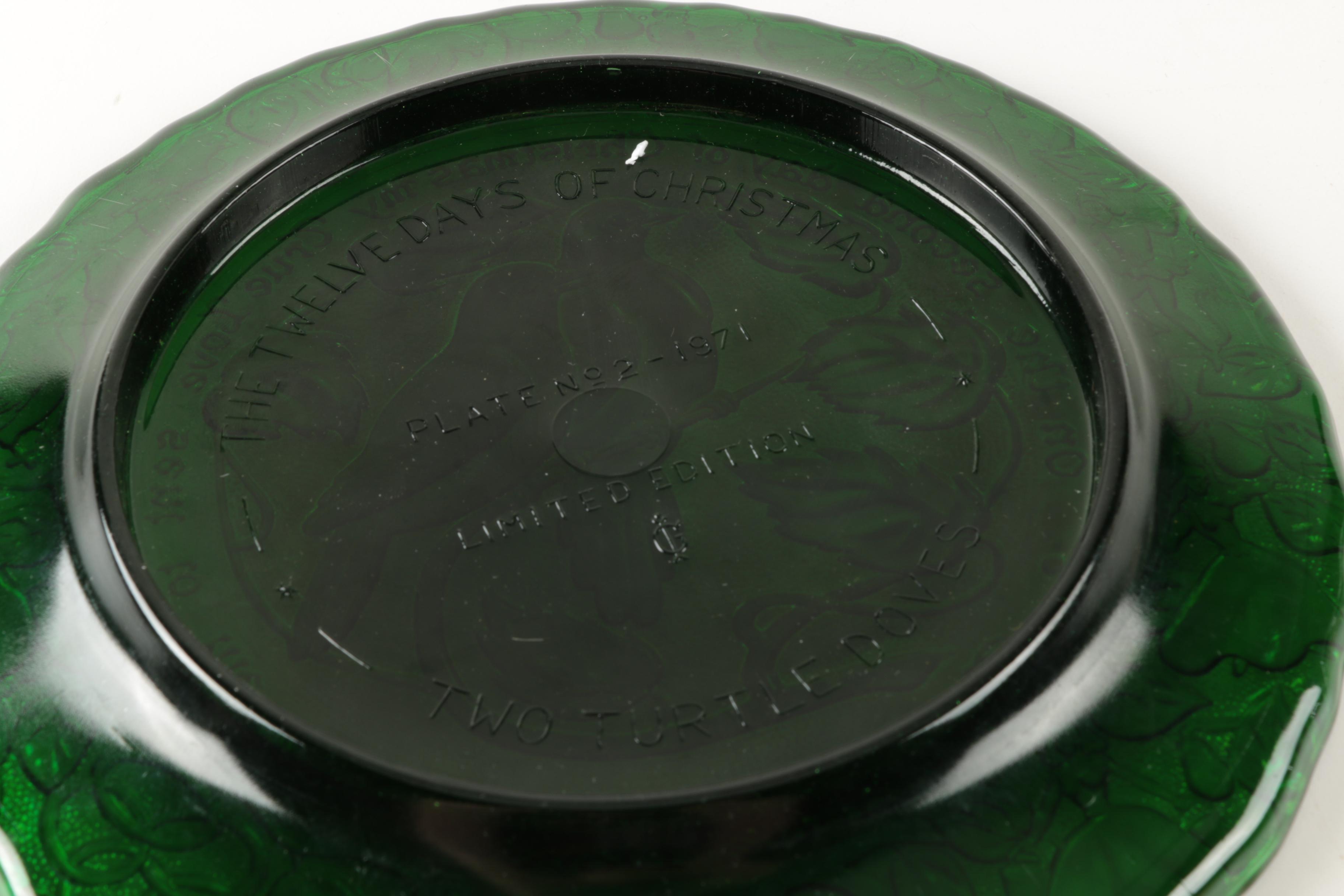 Set of Collectible Glass Christmas Plates