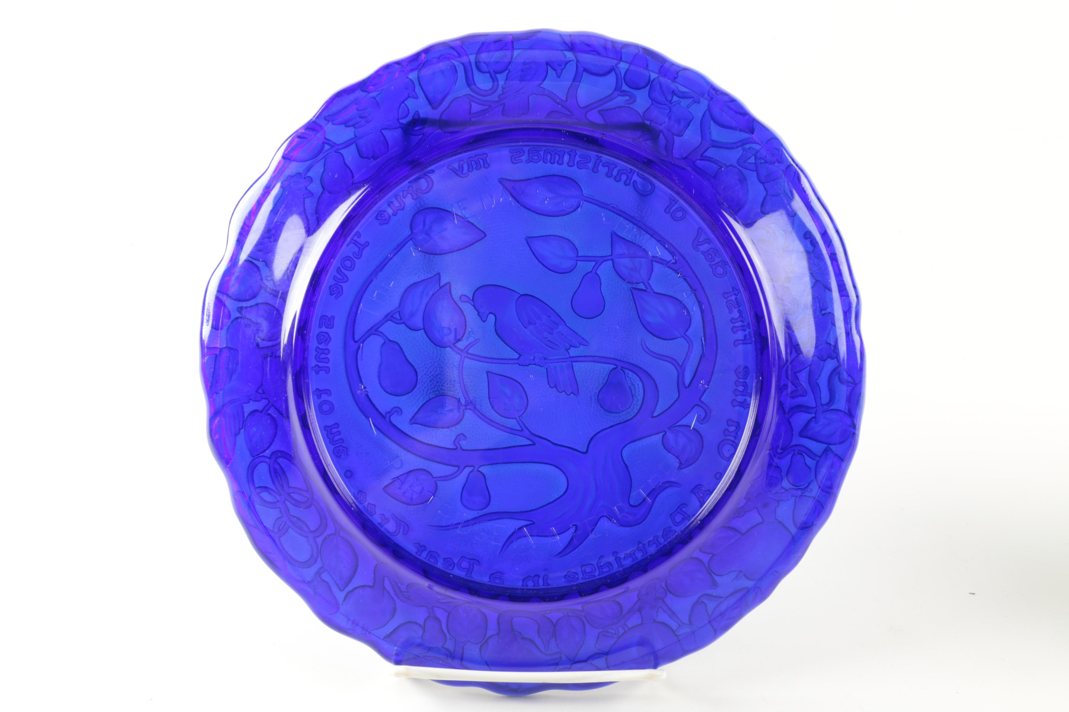 Set of Collectible Glass Christmas Plates