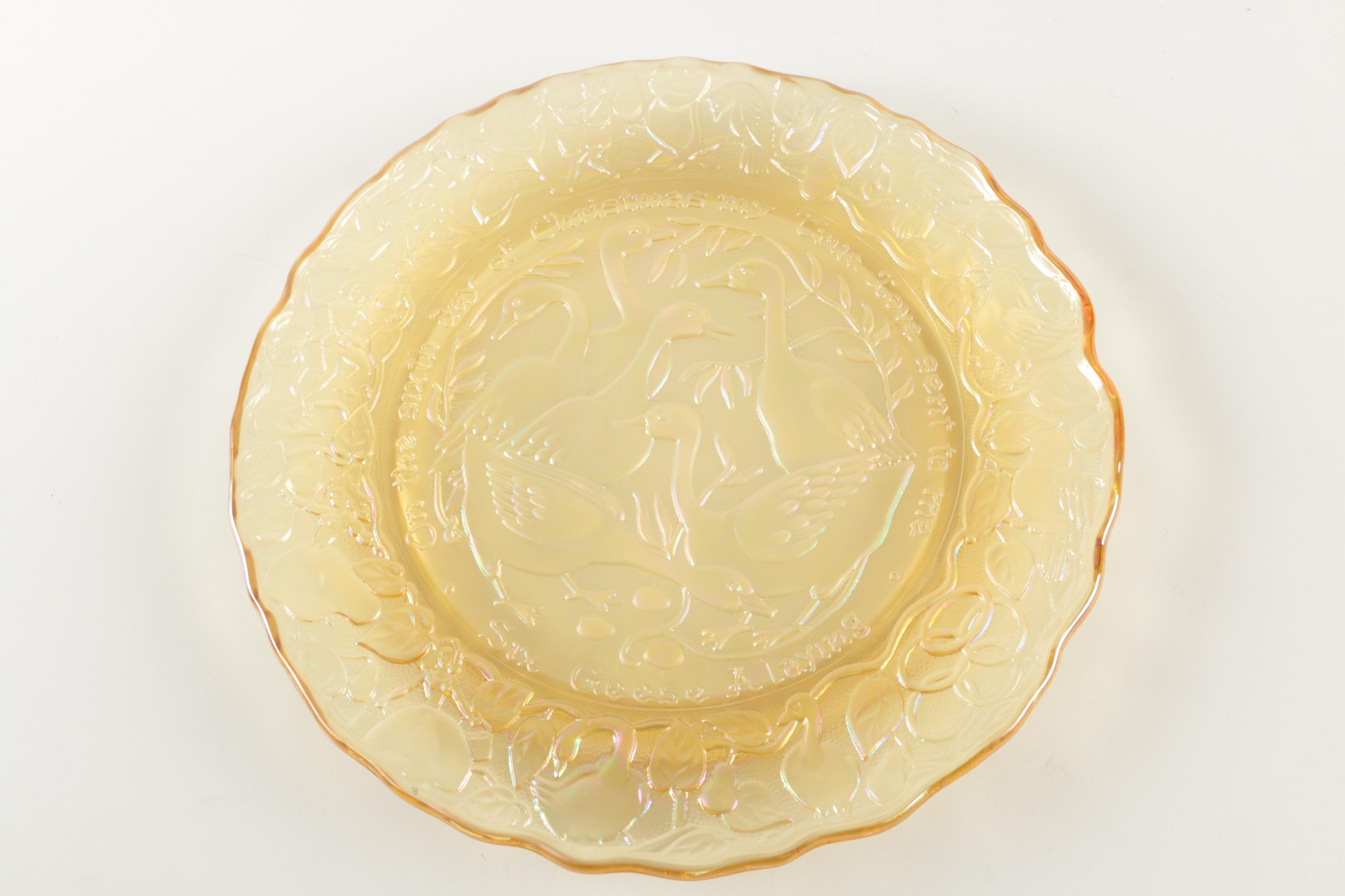 Set of Collectible Glass Christmas Plates