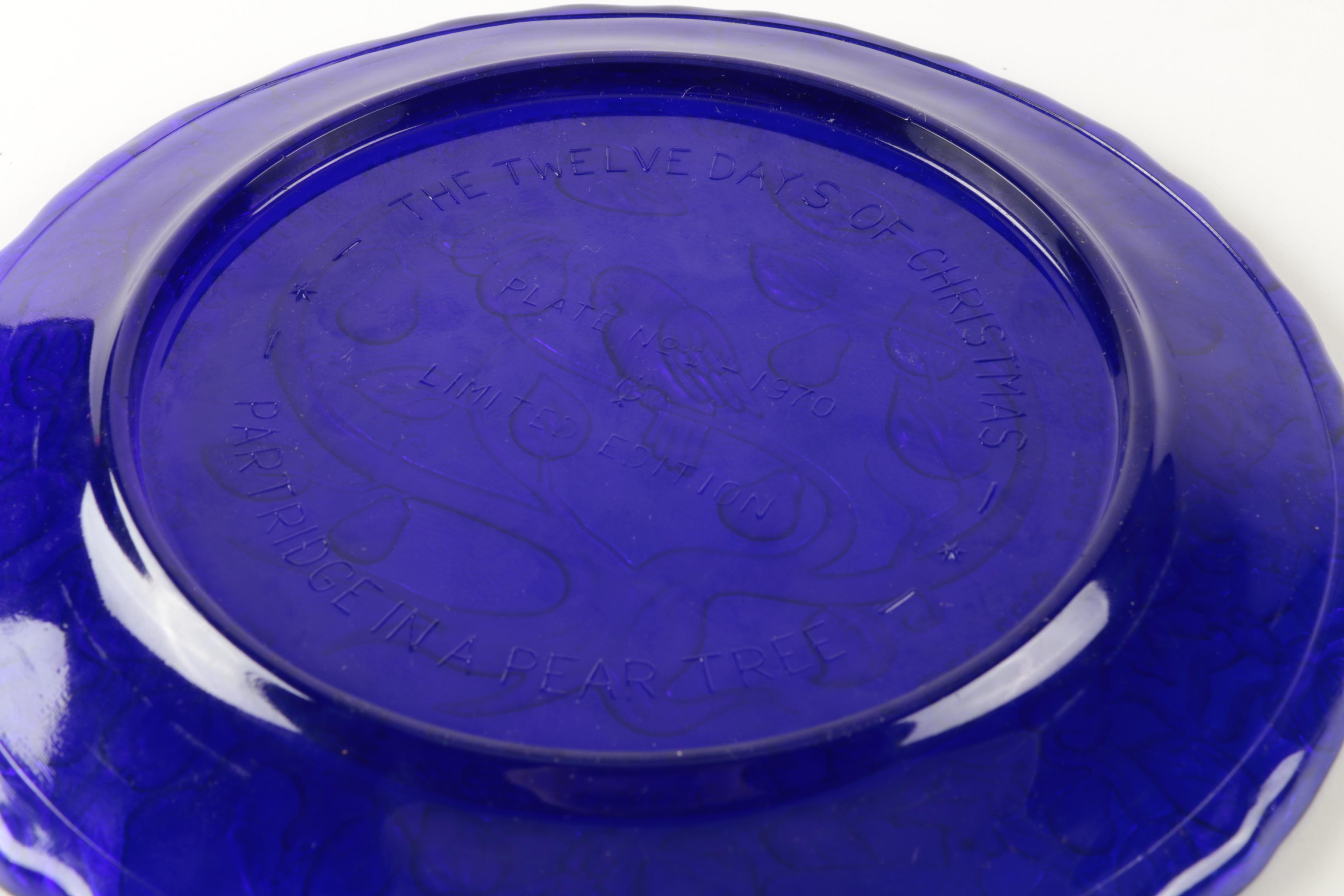 Set of Collectible Glass Christmas Plates