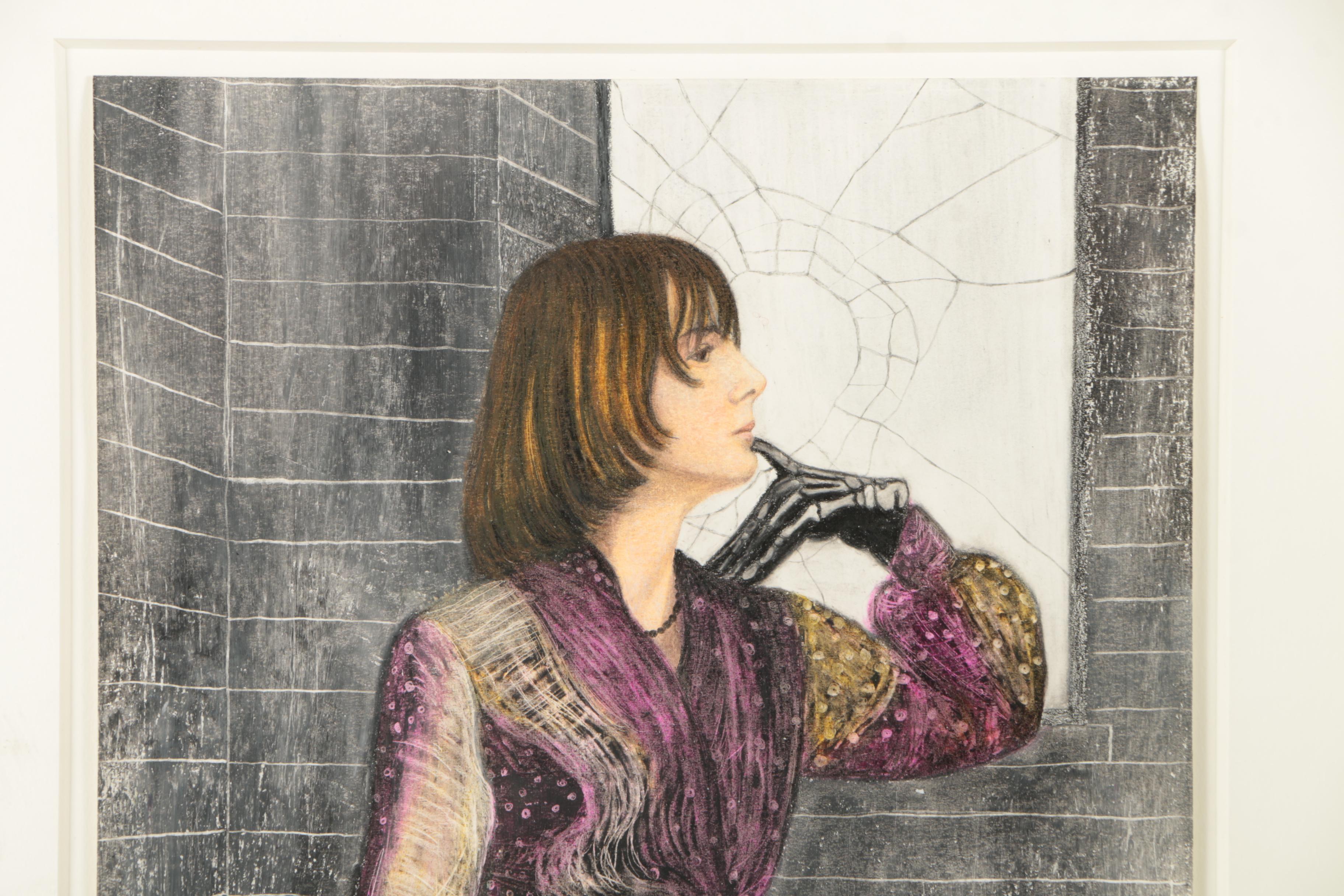 Pastel Drawing on Paper of Woman