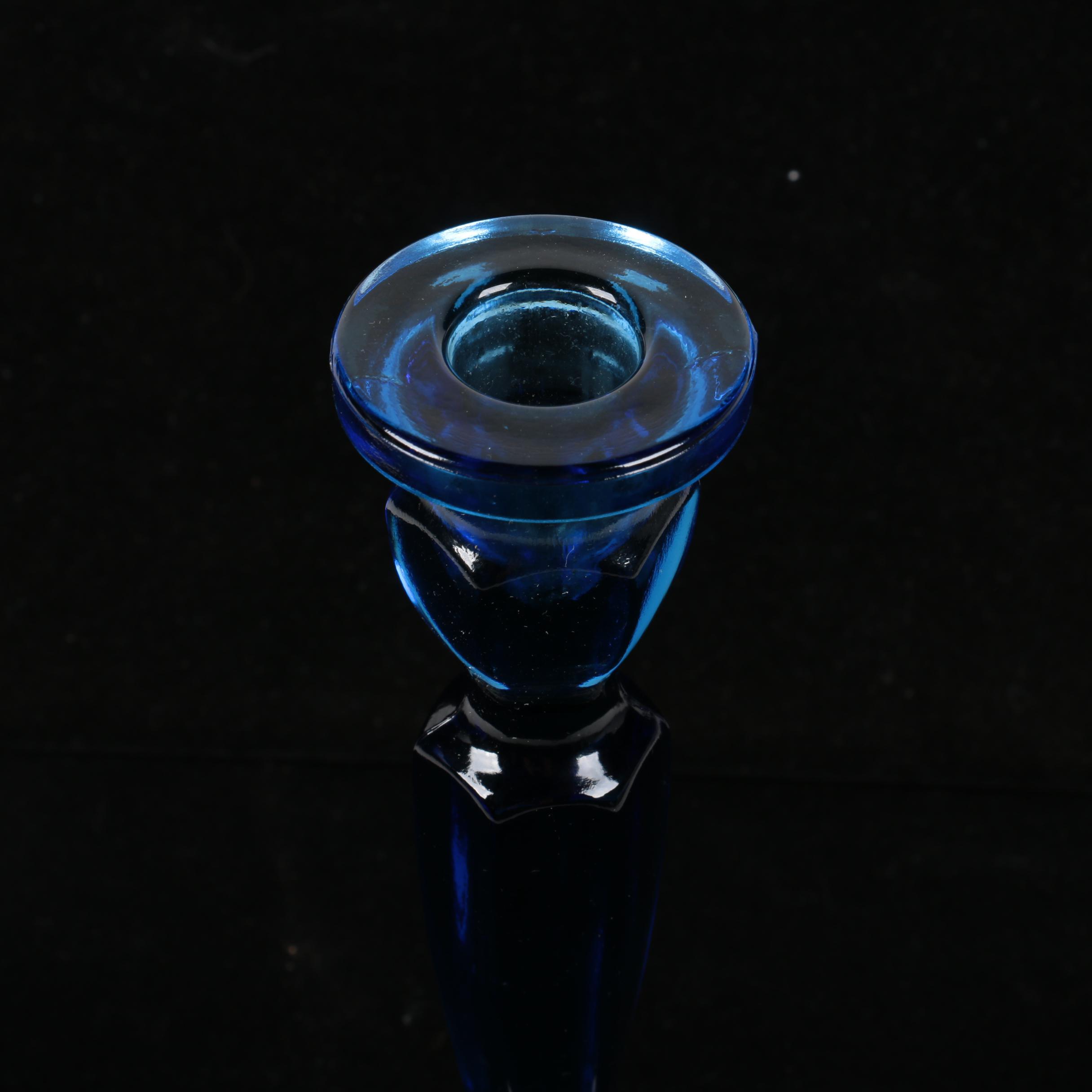 Collection of Vintage Molded Glass Candle Holders