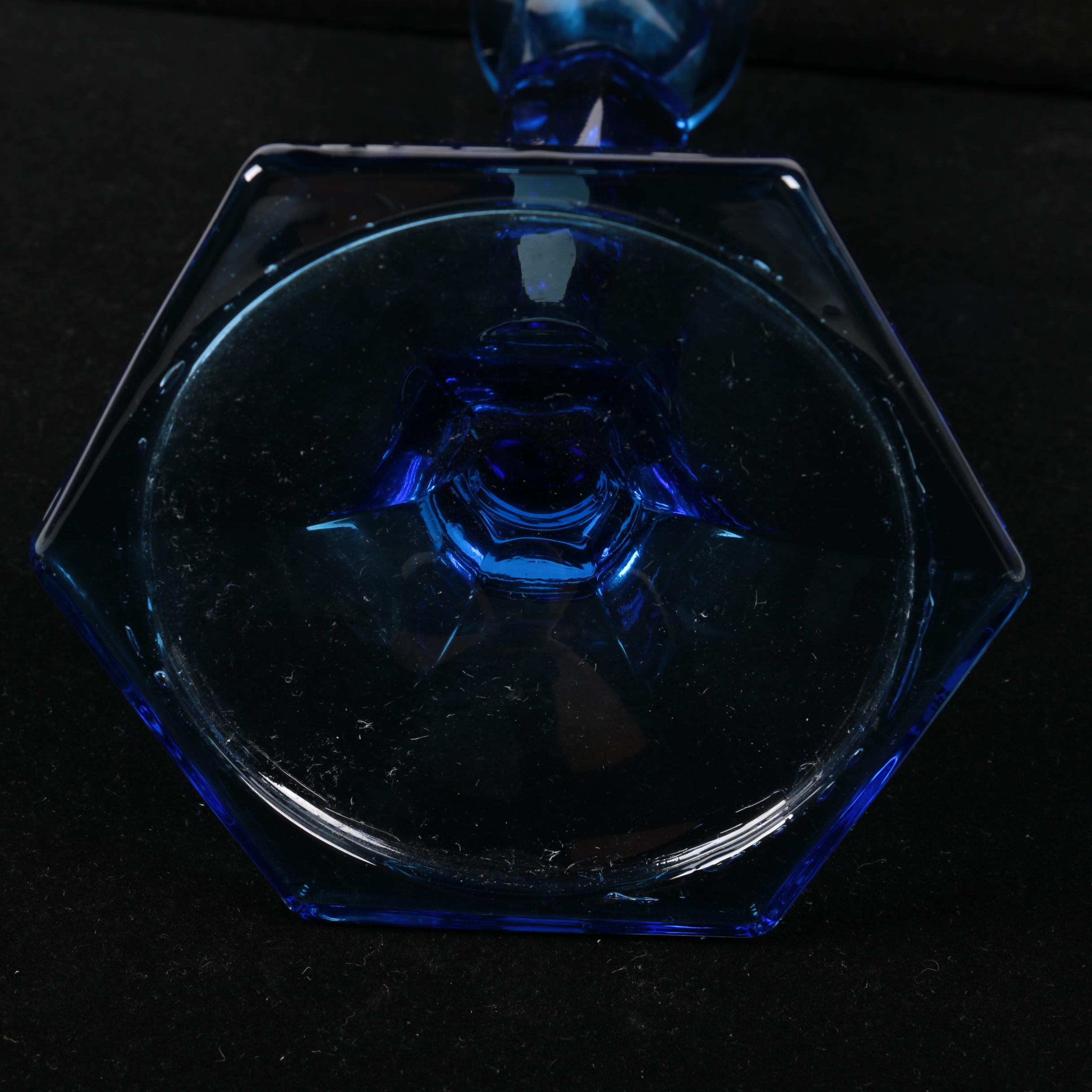 Collection of Vintage Molded Glass Candle Holders