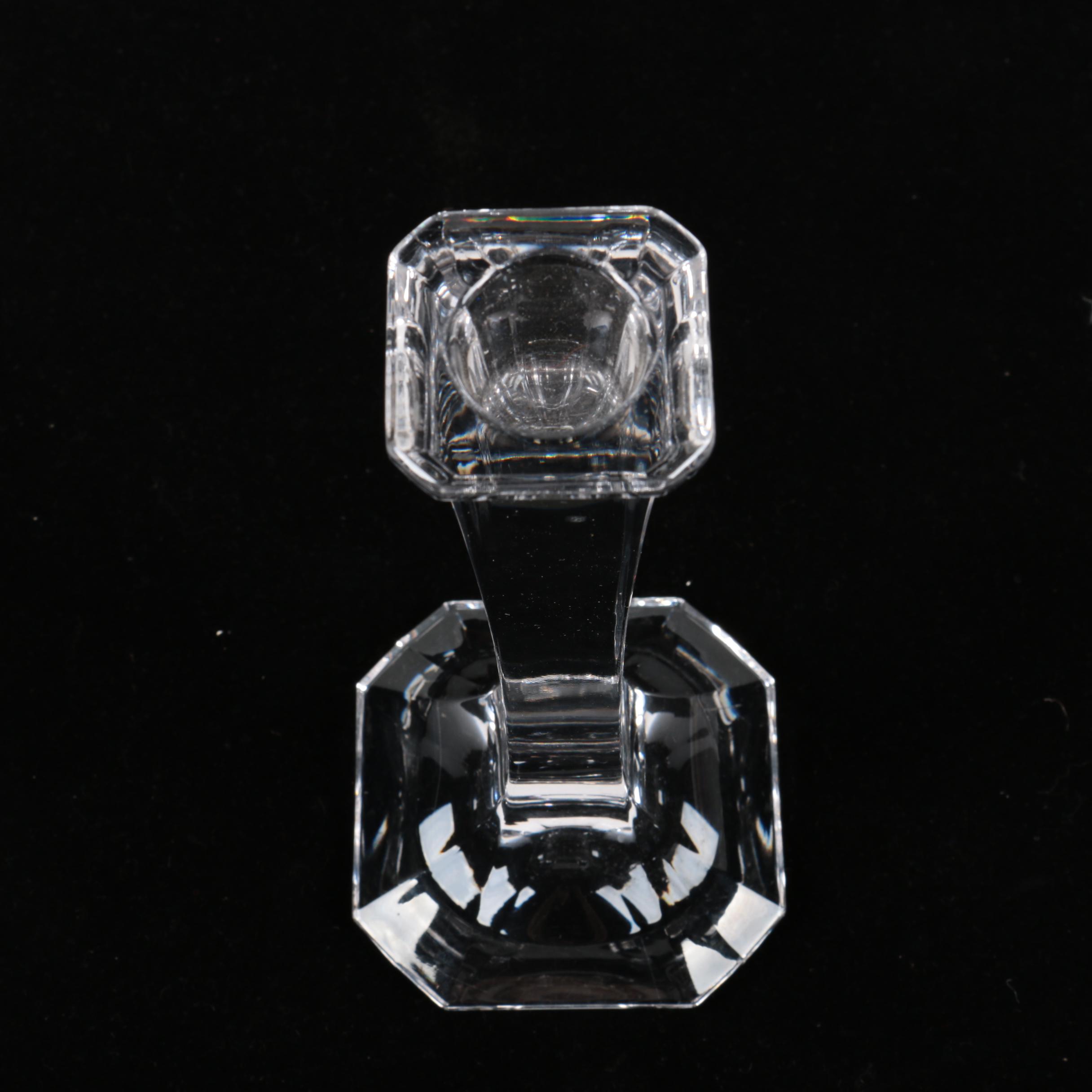 Collection of Vintage Molded Glass Candle Holders