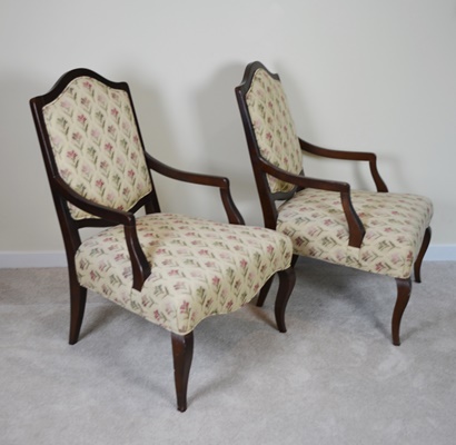 Two Floral Upholstered Armchairs
