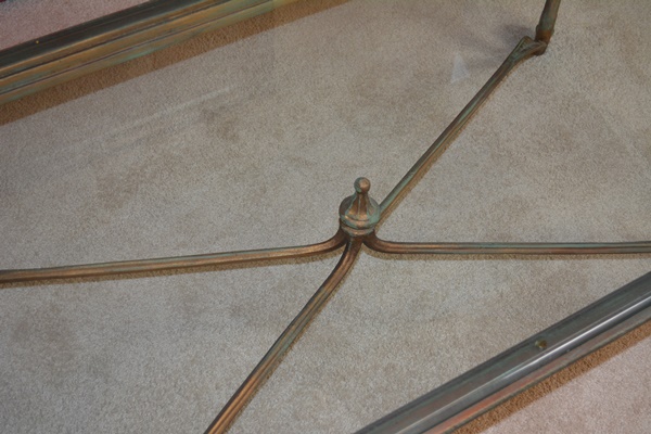 Glass and Bronze Tone Iron Coffee Table