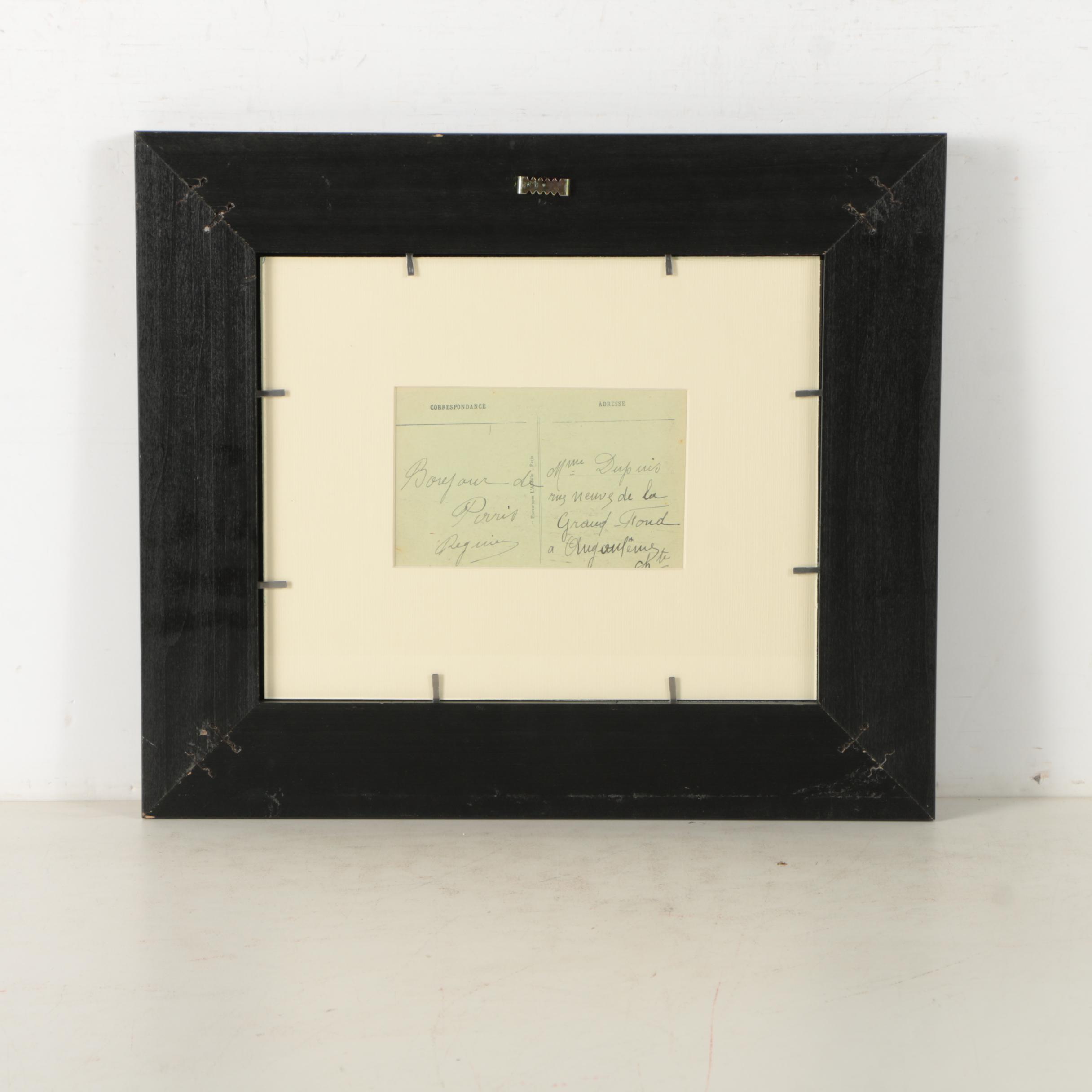 Framed Postcard With Exposed Back Depicting Place de la République, Paris