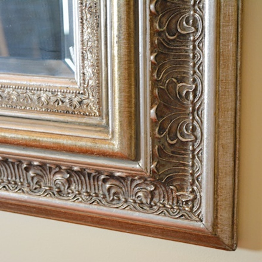Bronze-Silver Tone Rectangular Wall Mirror