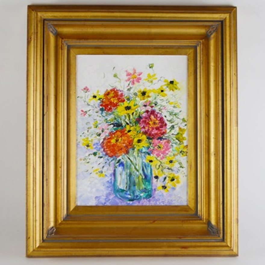 Barbara Heimann Original Oil Painting of a Summer Bouquet