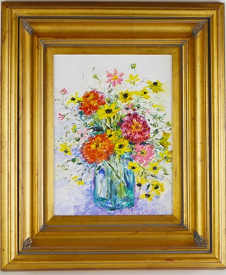 Barbara Heimann Original Oil Painting of a Summer Bouquet