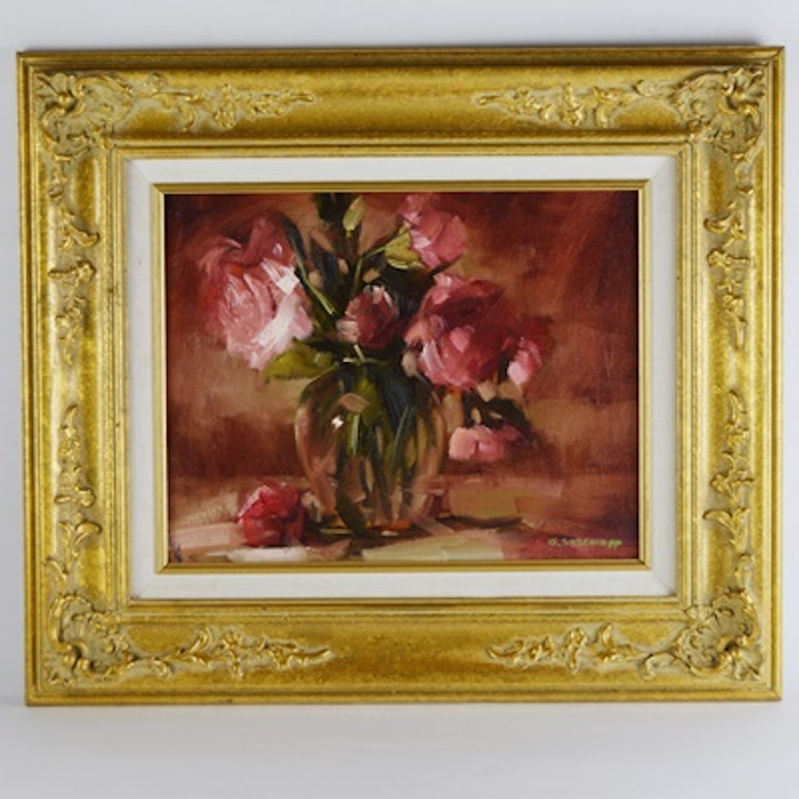 Dayle Sazonoff Original Still Life Oil Painting of Roses