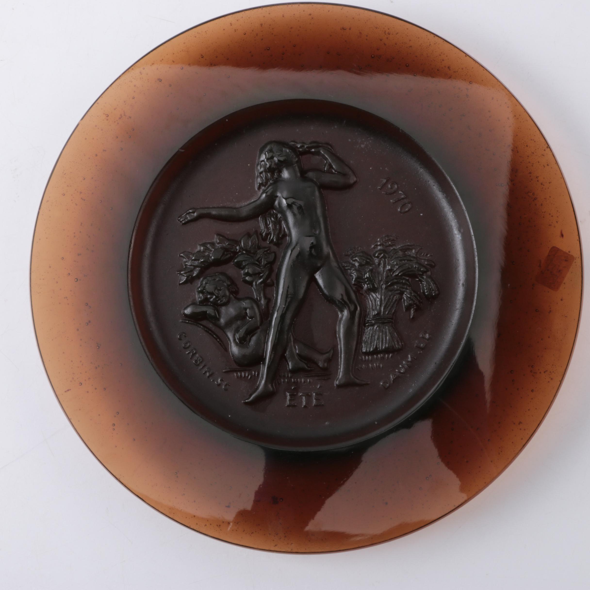 Daum Art Glass Plate "Ete" by R. Corbin Circa 1970