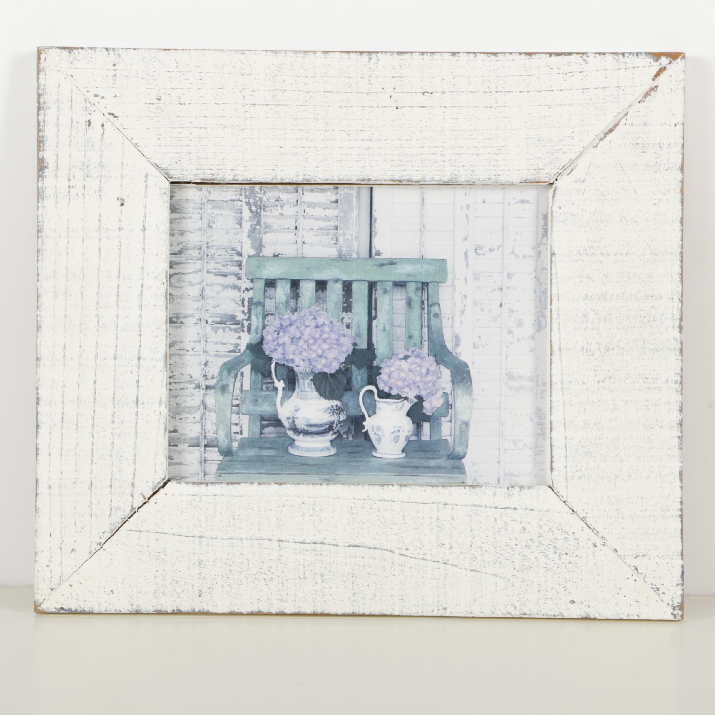 Paco Felici Acrylic Painting "Dan Rather" and Offset Lithograph of Flowers