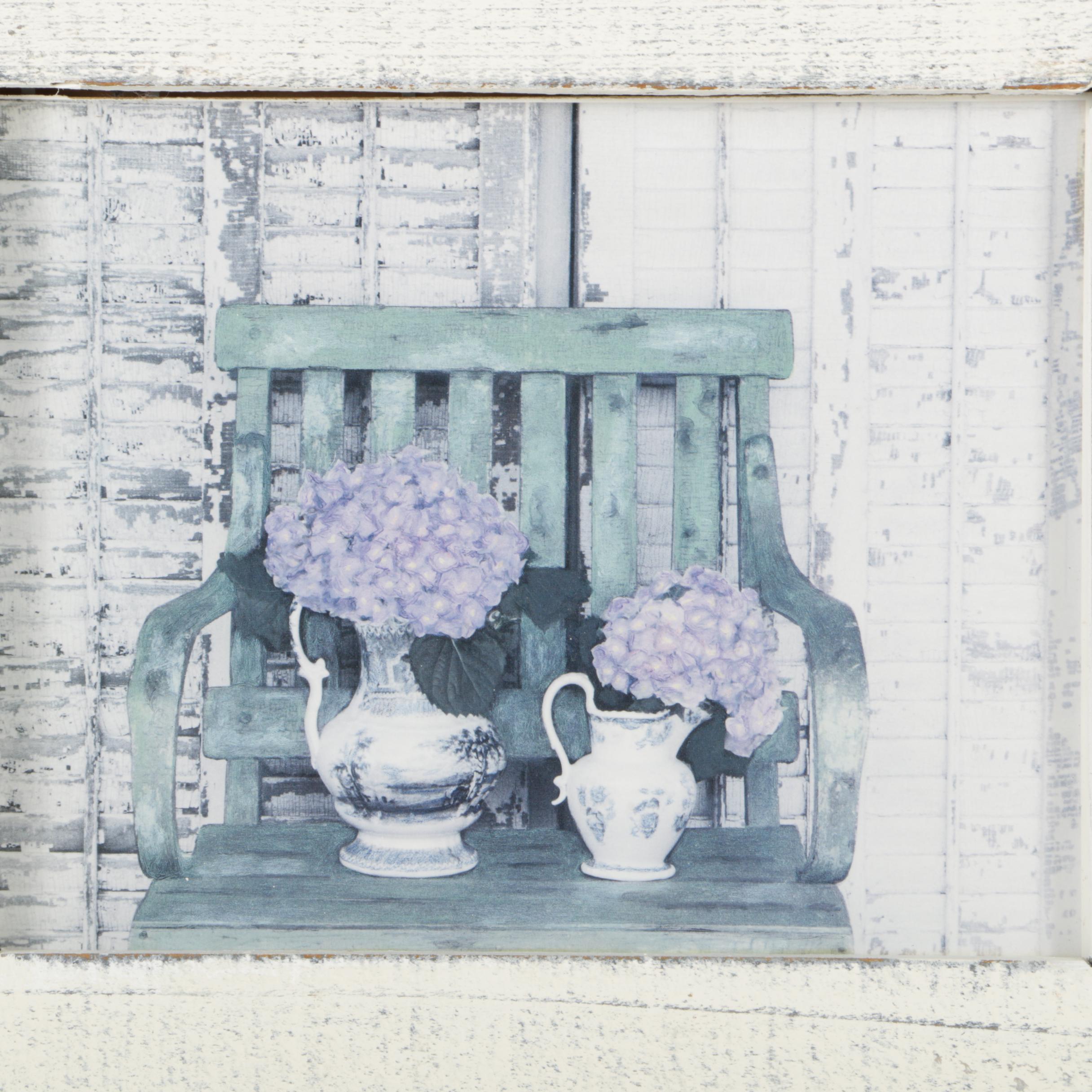 Paco Felici Acrylic Painting "Dan Rather" and Offset Lithograph of Flowers