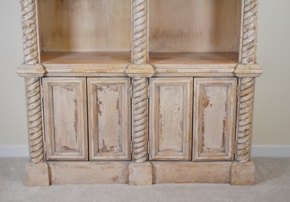 Greek Revival Style Distressed Wood Bookcase