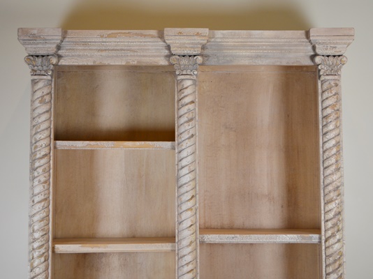 Greek Revival Style Distressed Wood Bookcase