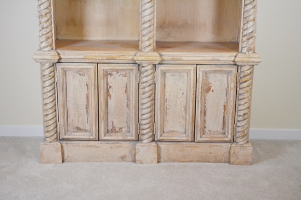 Greek Revival Style Distressed Wood Bookcase