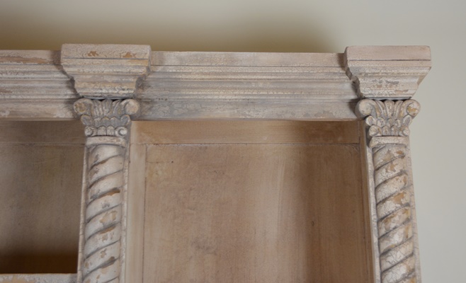 Greek Revival Style Distressed Wood Bookcase