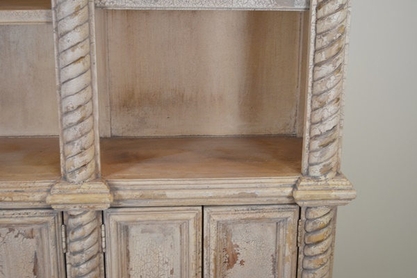 Greek Revival Style Distressed Wood Bookcase