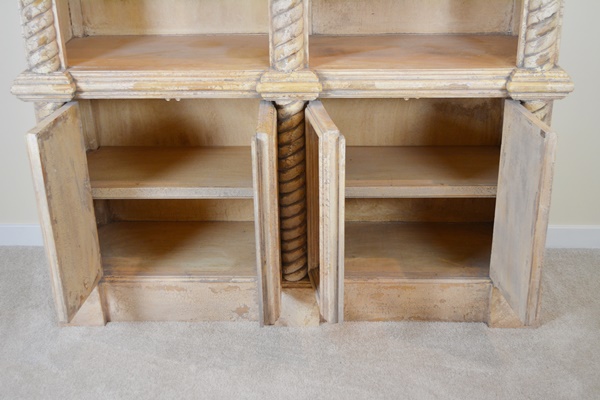 Greek Revival Style Distressed Wood Bookcase