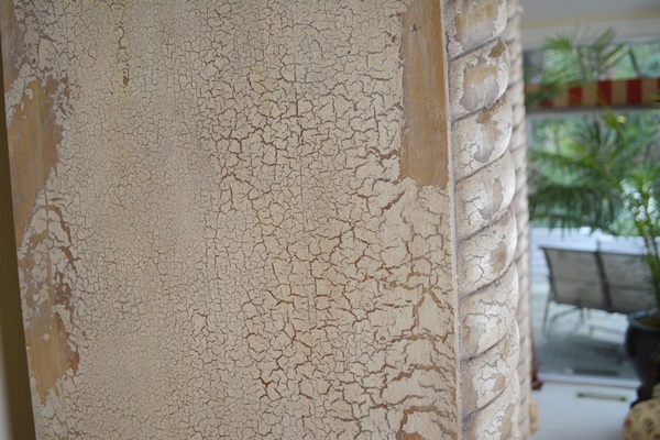 Greek Revival Style Distressed Wood Bookcase