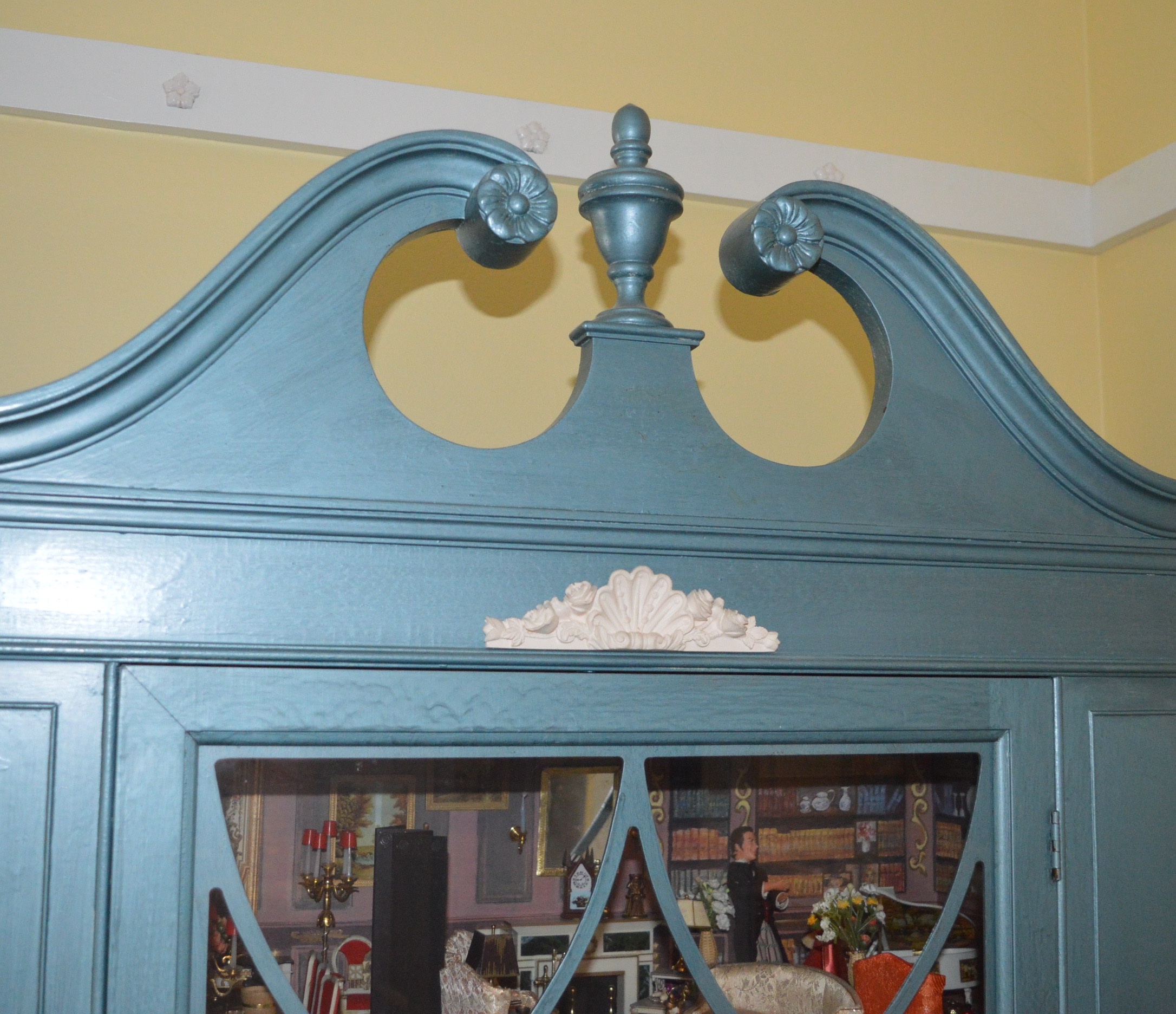 Vintage Petite Princess Dollhouse created in a Vintage China Cabinet