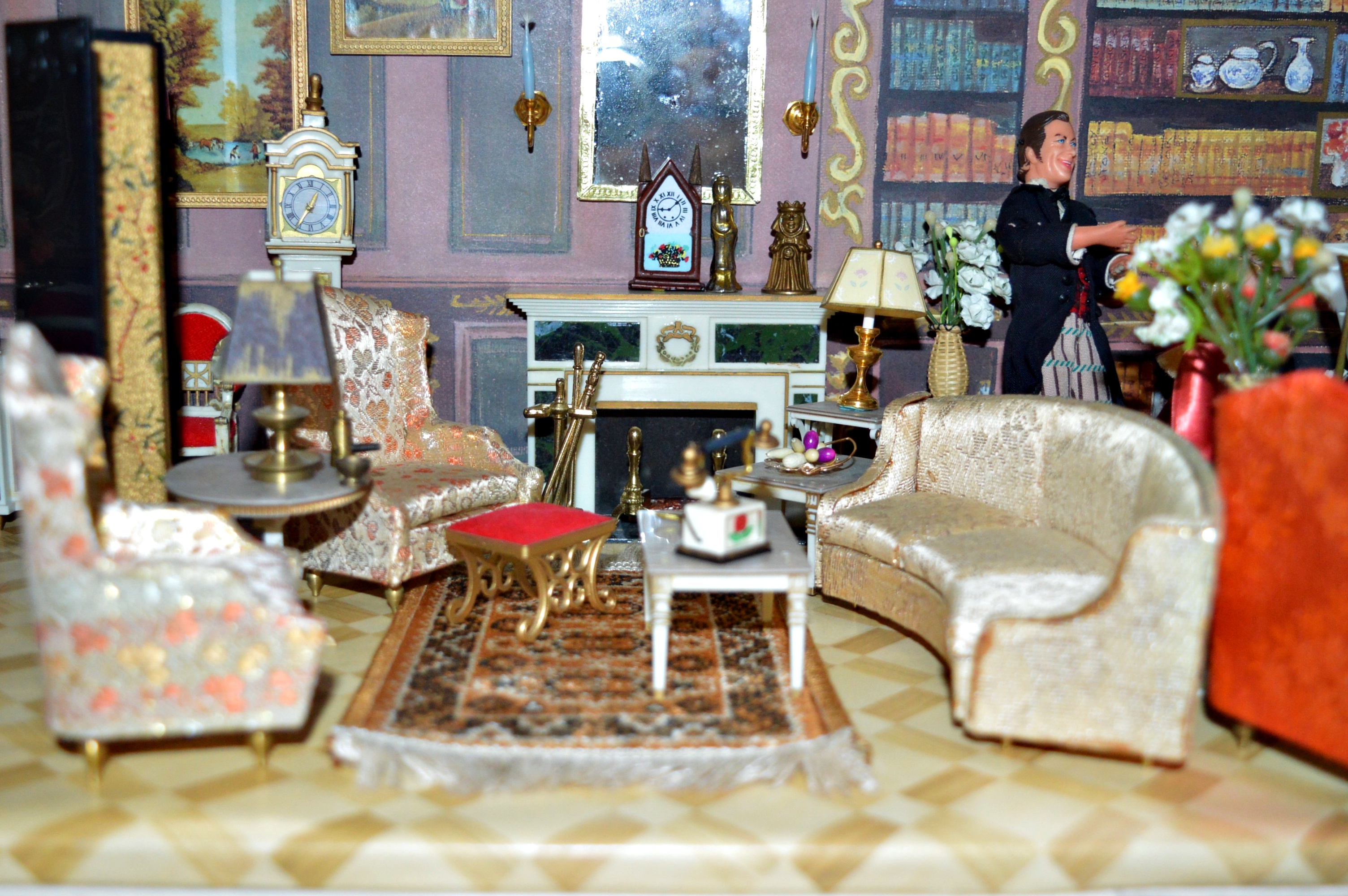 Vintage Petite Princess Dollhouse created in a Vintage China Cabinet