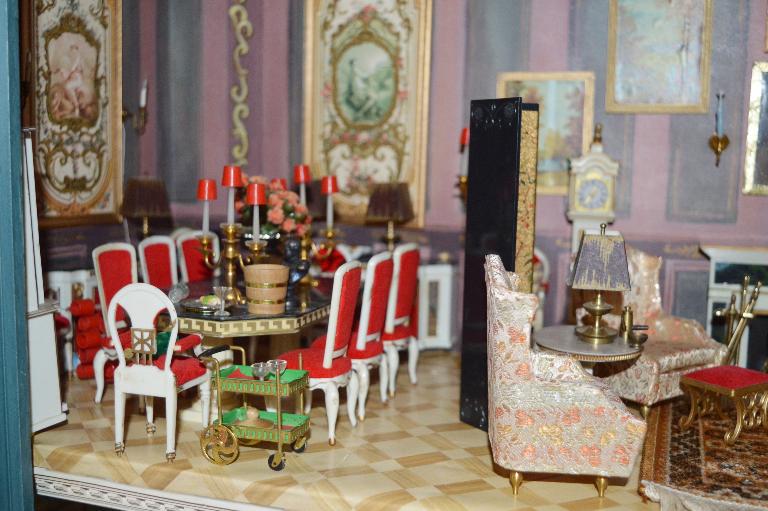 Vintage Petite Princess Dollhouse created in a Vintage China Cabinet