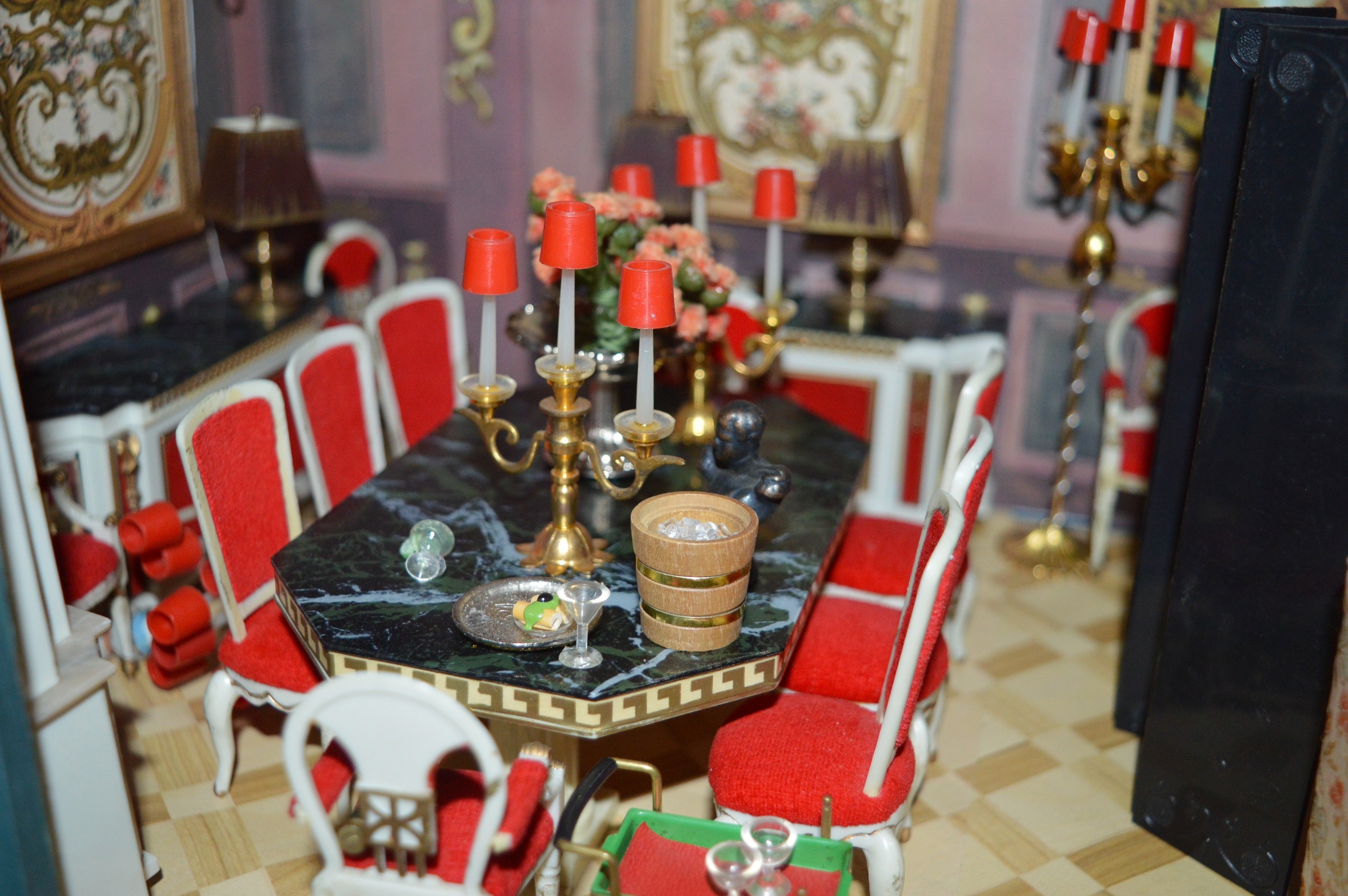 Vintage Petite Princess Dollhouse created in a Vintage China Cabinet