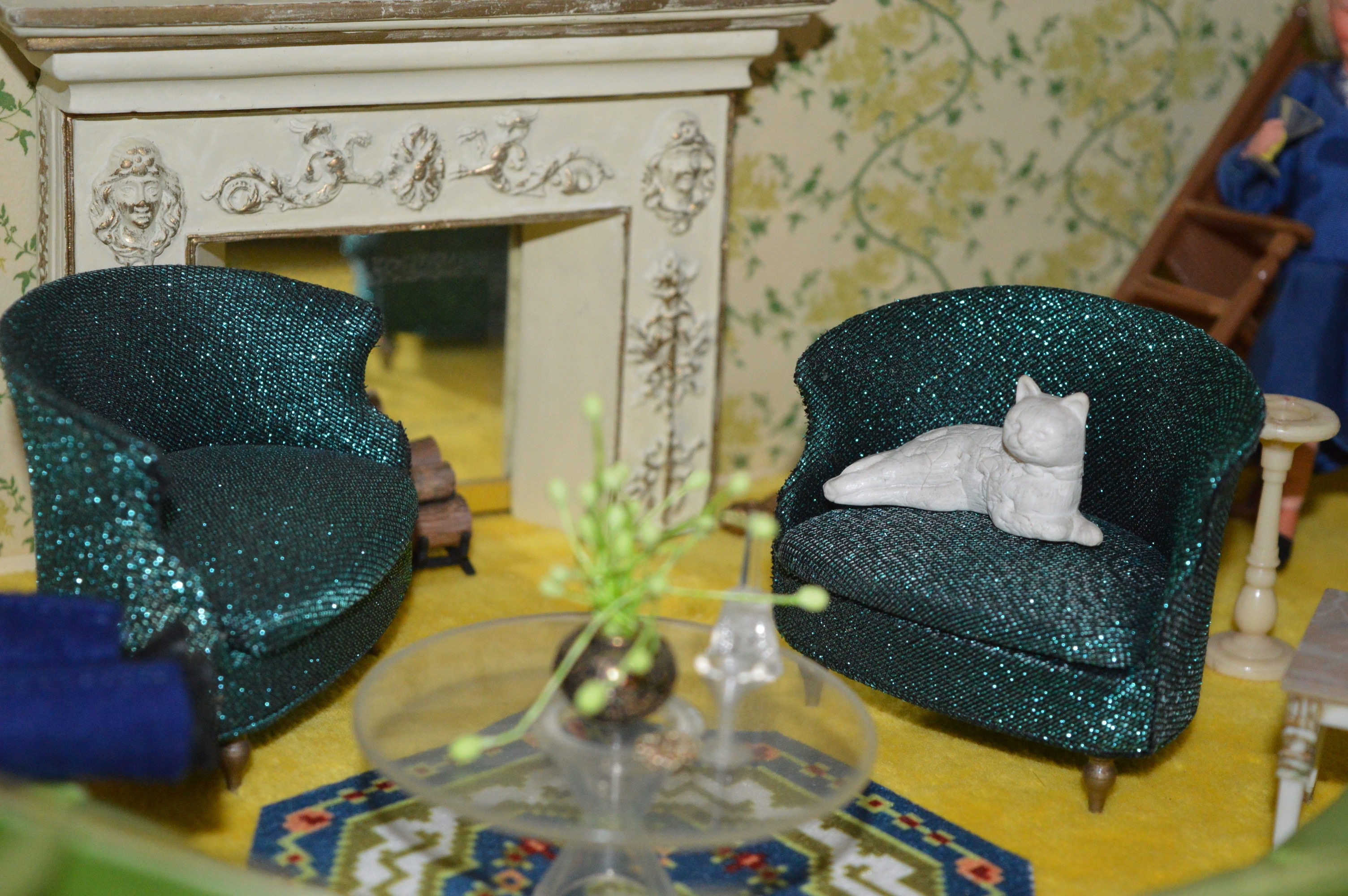 Vintage Petite Princess Dollhouse created in a Vintage China Cabinet