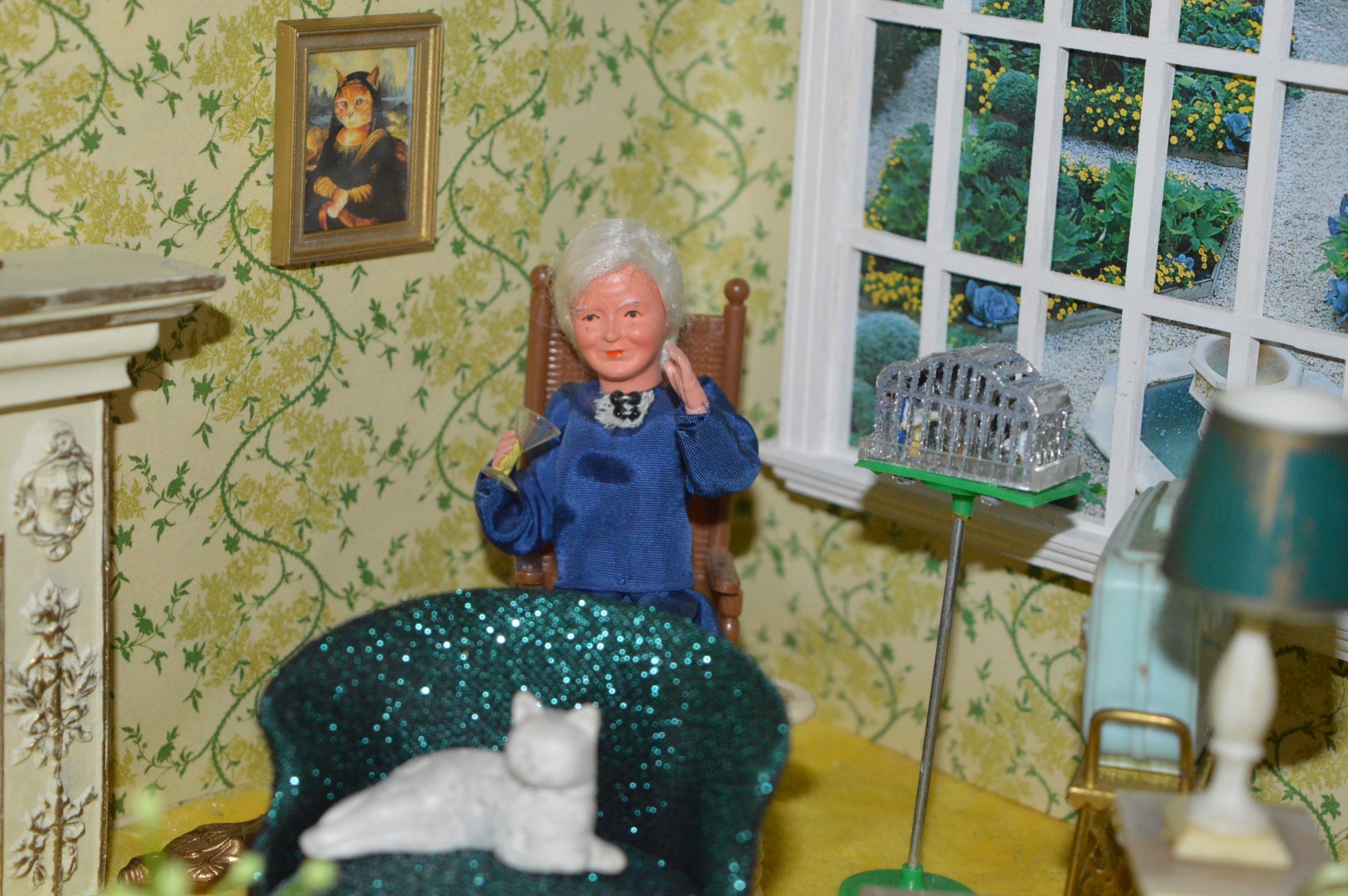 Vintage Petite Princess Dollhouse created in a Vintage China Cabinet