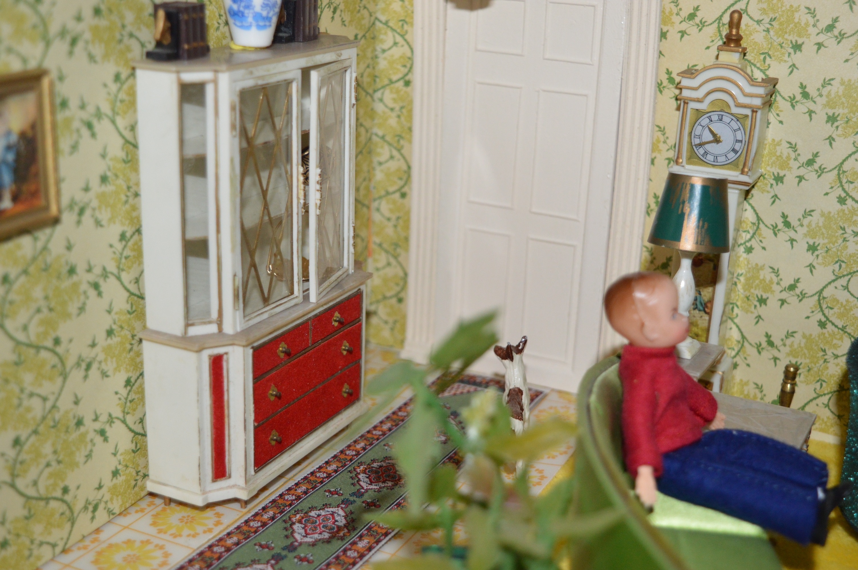 Vintage Petite Princess Dollhouse created in a Vintage China Cabinet