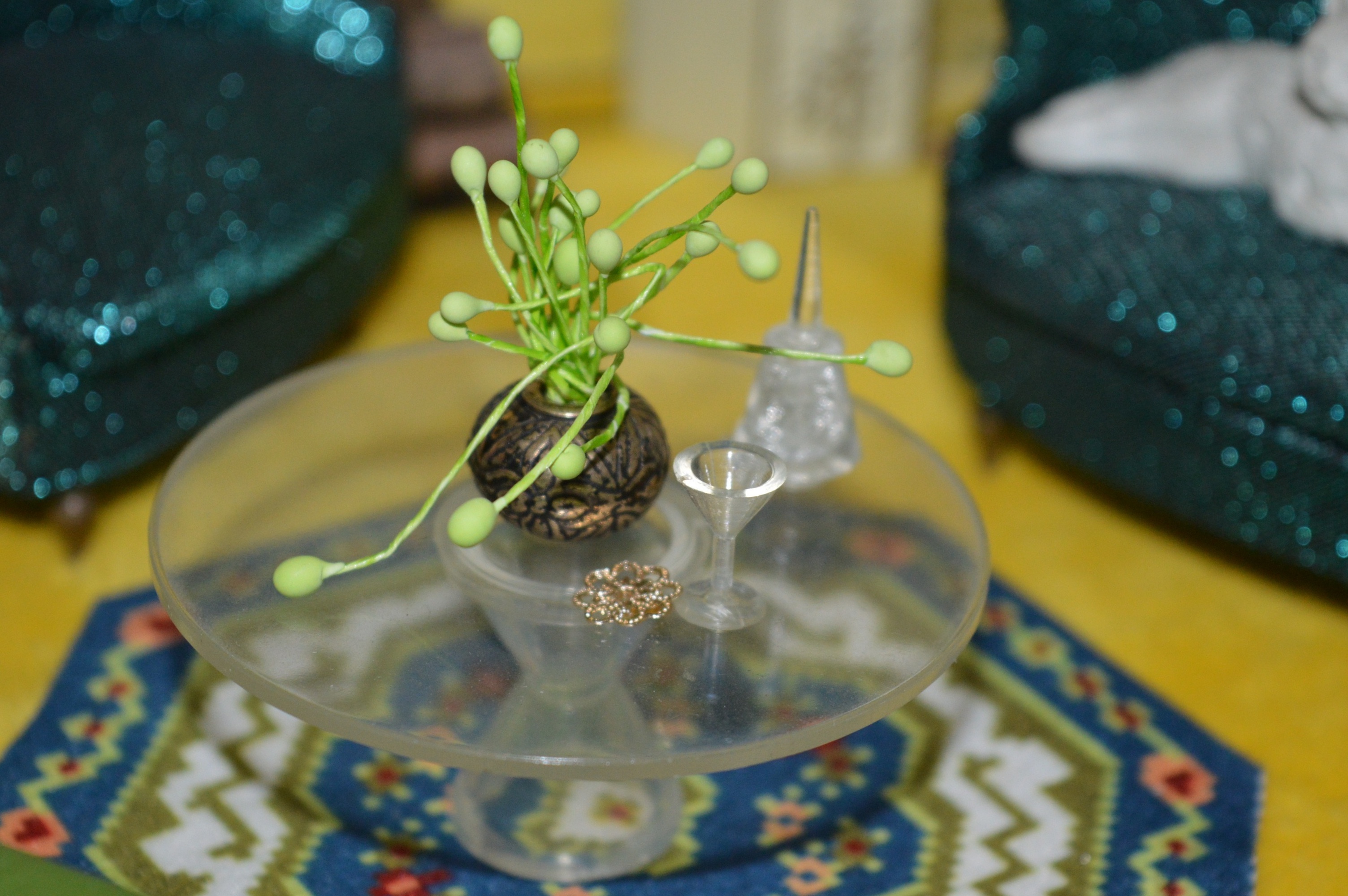 Vintage Petite Princess Dollhouse created in a Vintage China Cabinet