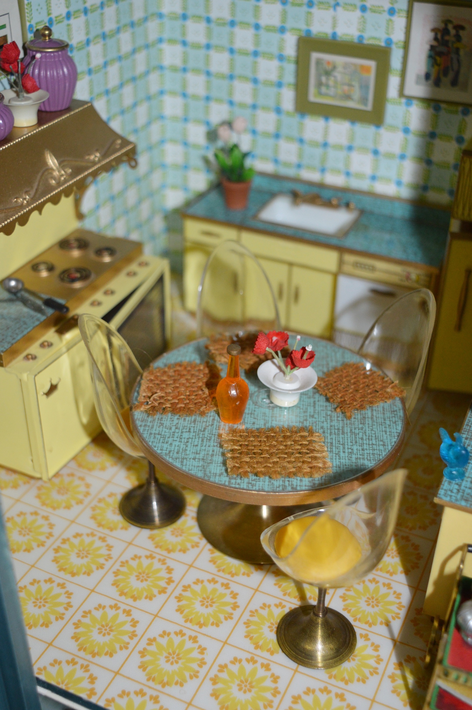 Vintage Petite Princess Dollhouse created in a Vintage China Cabinet