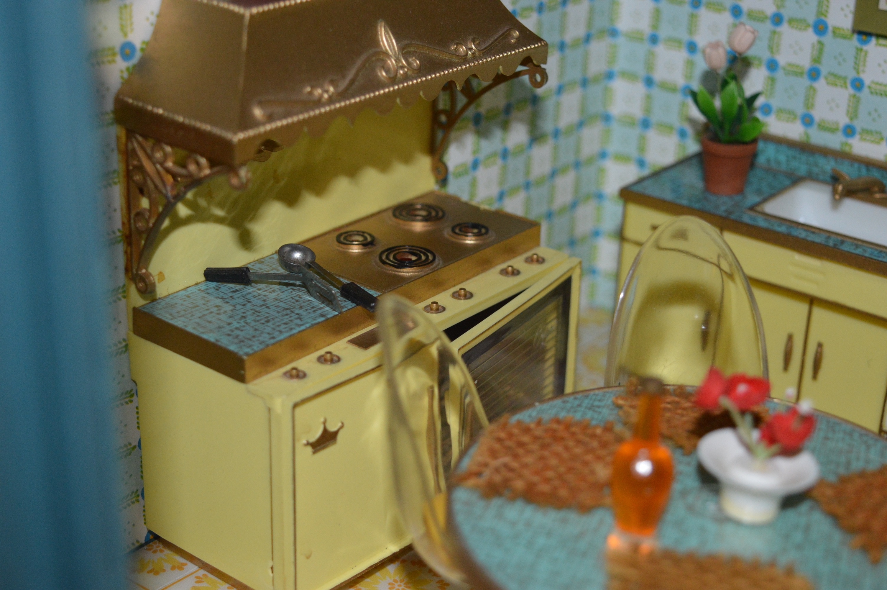 Vintage Petite Princess Dollhouse created in a Vintage China Cabinet