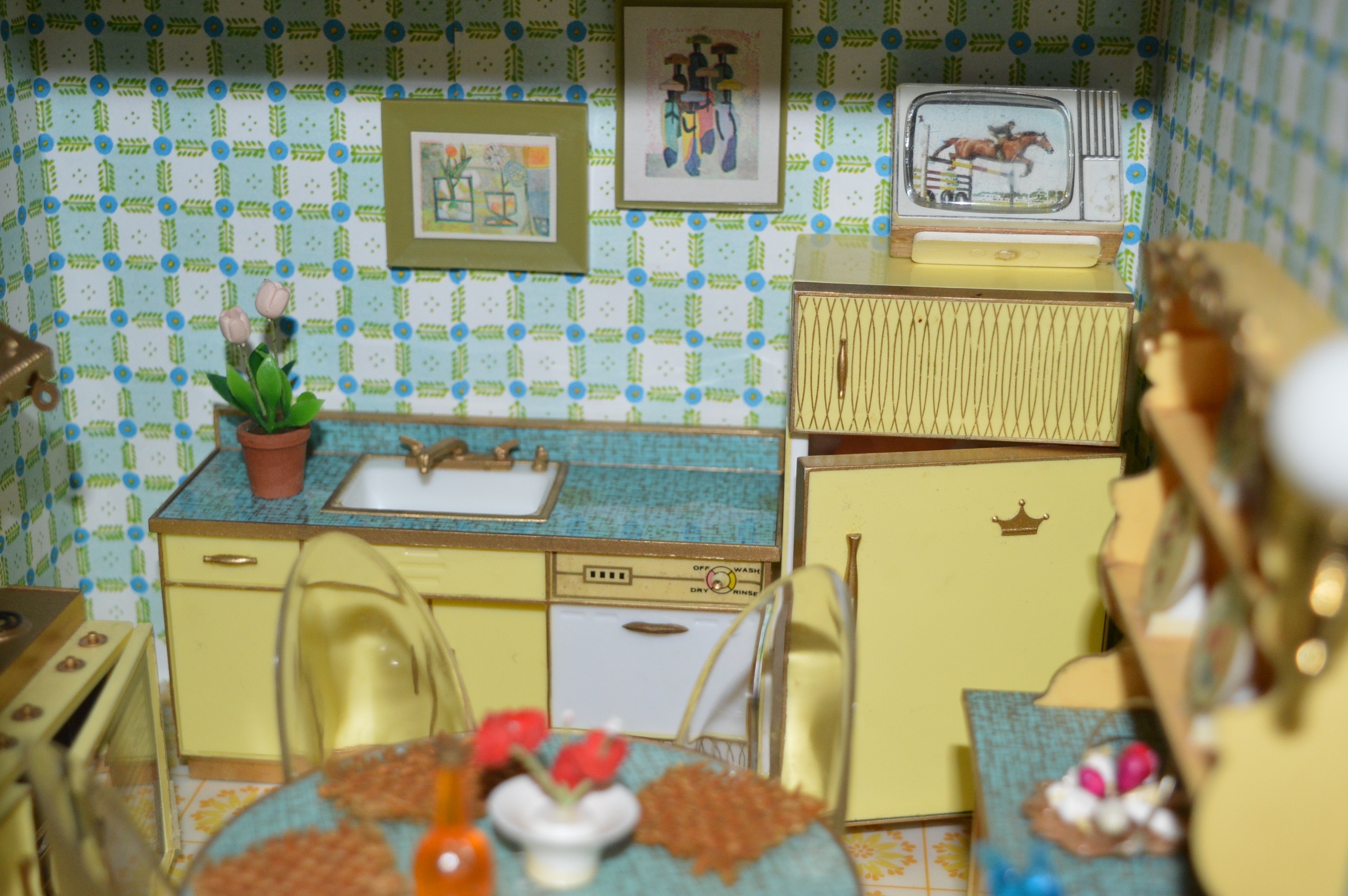 Vintage Petite Princess Dollhouse created in a Vintage China Cabinet